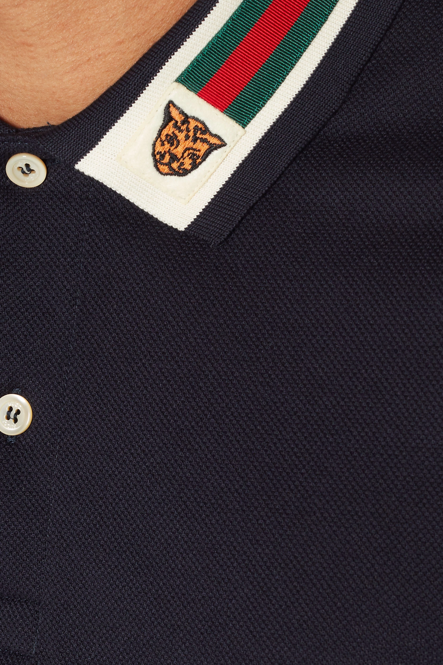 Buy Gucci Blue Dark Blue Web Feline Head Polo T Shirt For Men Online Ounass UAE