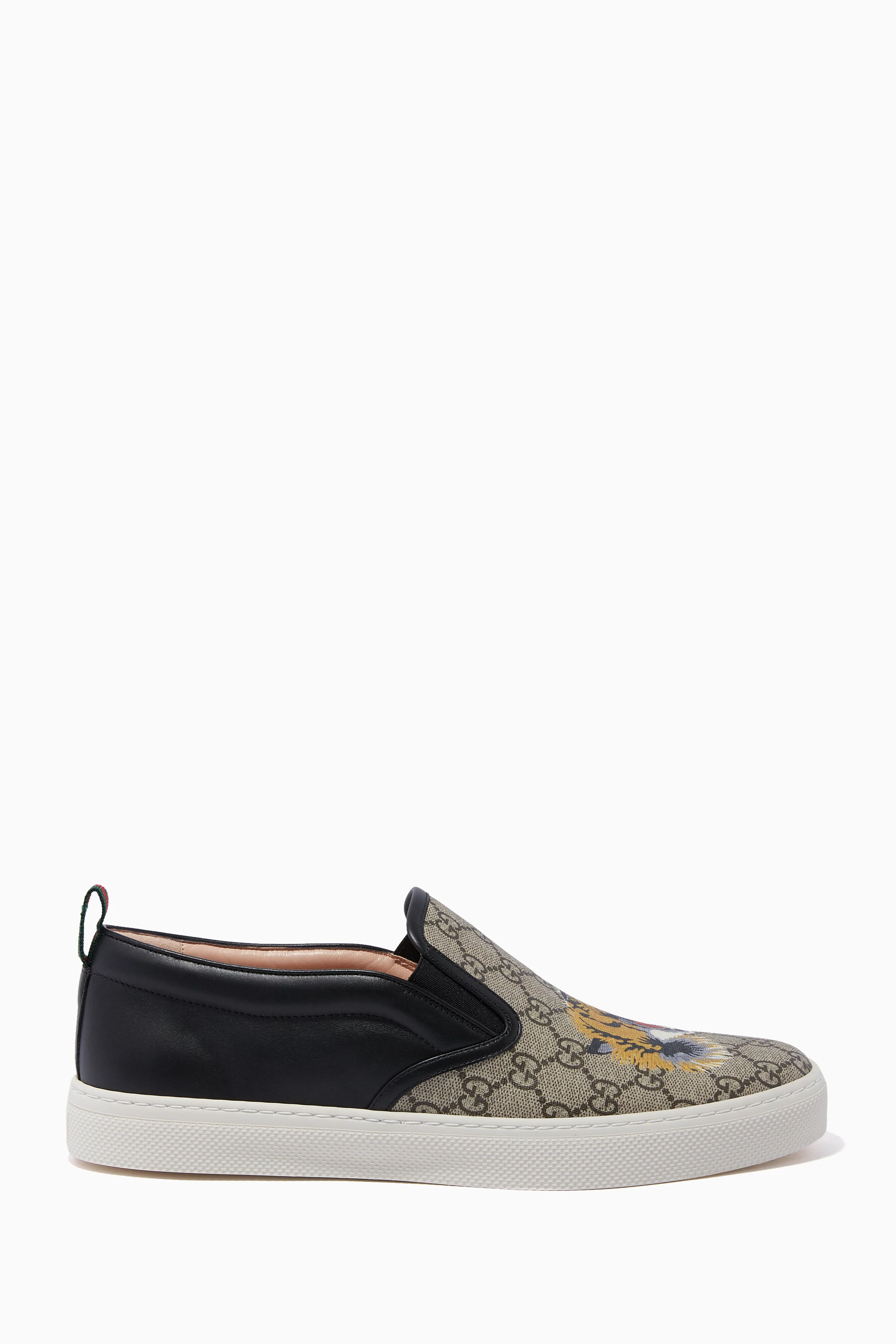 Buy Gucci Black Beige Black GG Supreme Tiger Slip On Sneakers For Men Online Ounass UAE