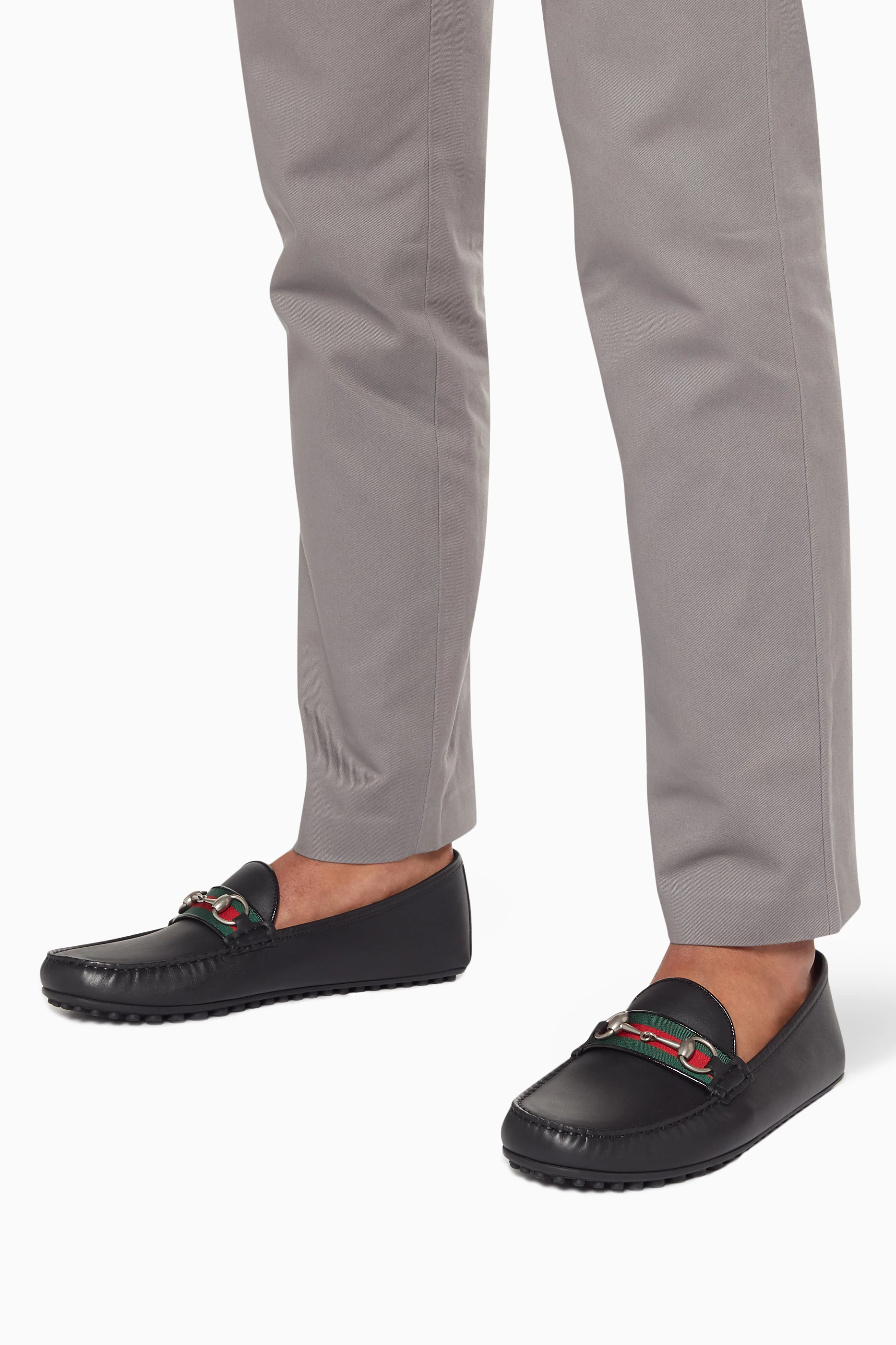 Buy Gucci Black Black Kanye Horsebit Driving Shoes For Men  display picture 3