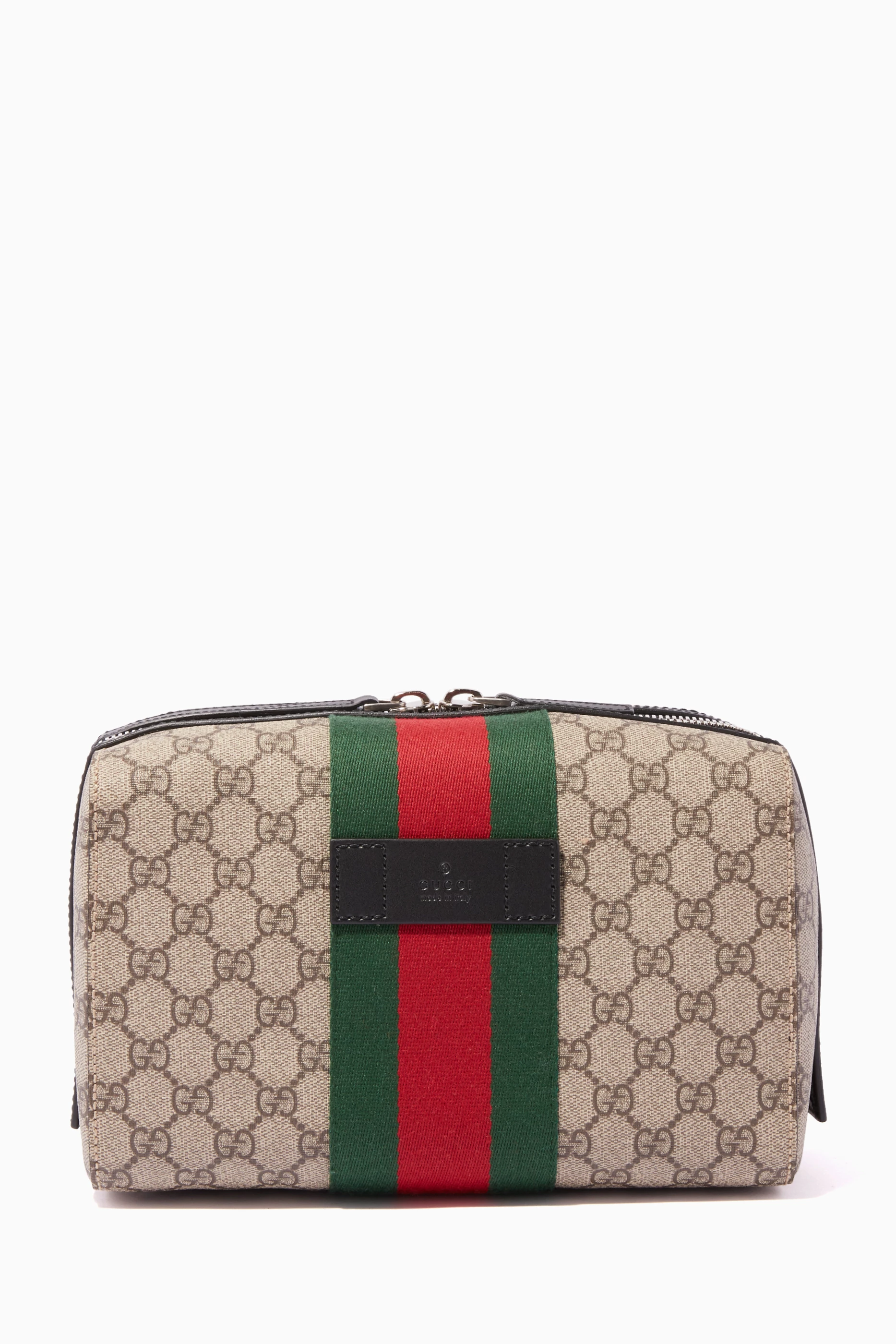Buy Gucci Neutral Beige Ebony GG Supreme Wash Bag For Men Online Ounass UAE
