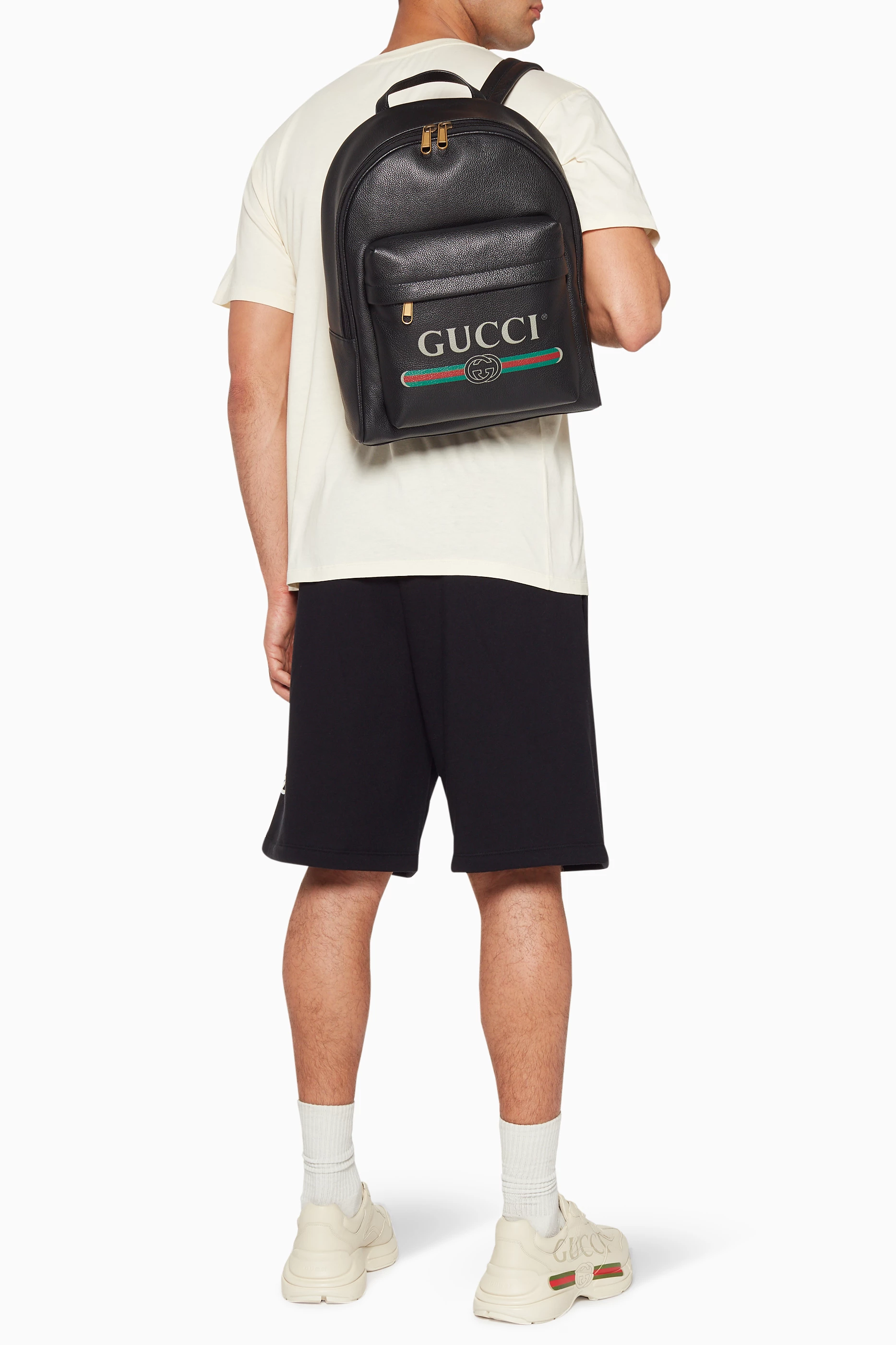 Gucci print leather backpack online