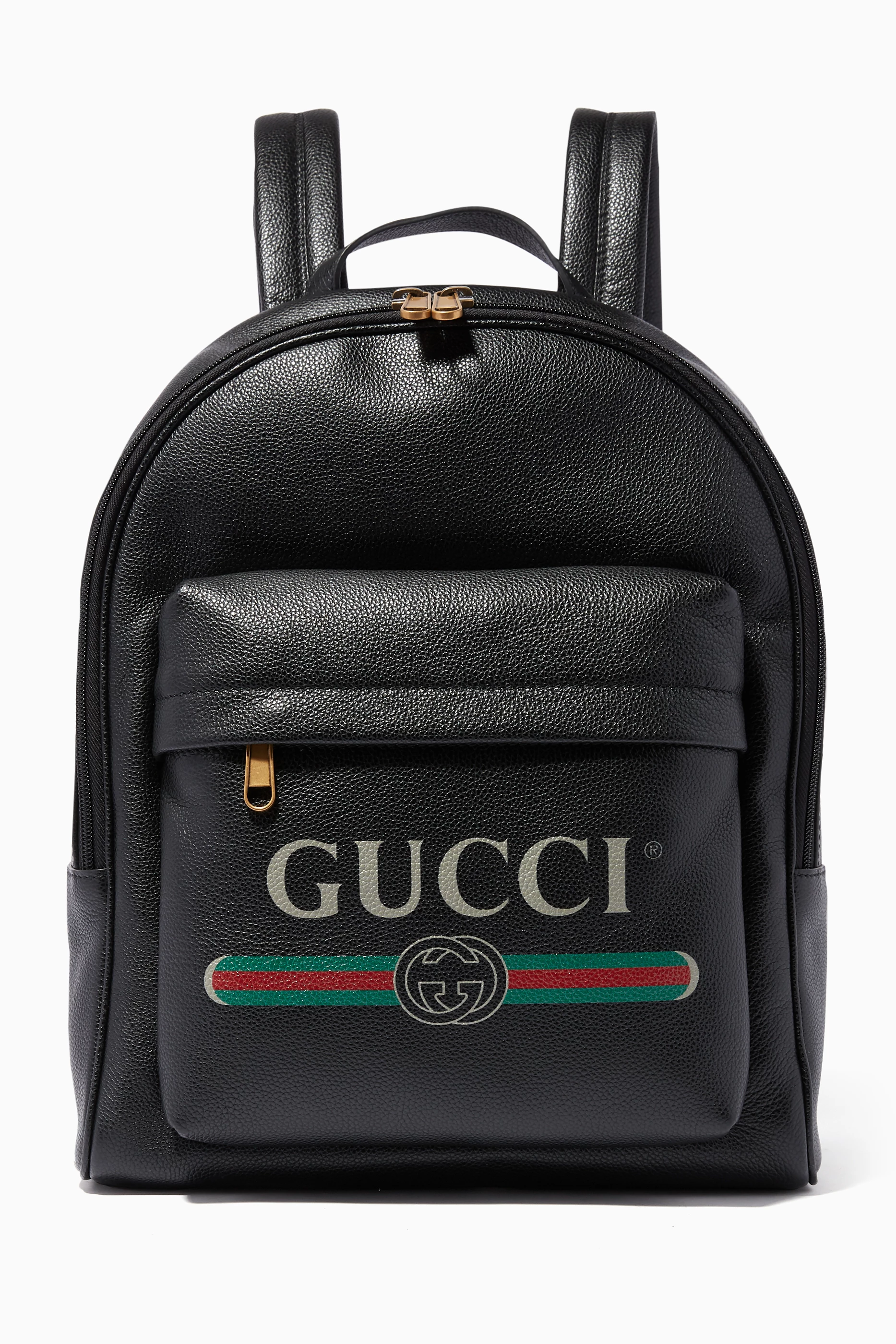 Buy Gucci Black Black Logo Print Leather Backpack For Men Online Ounass UAE
