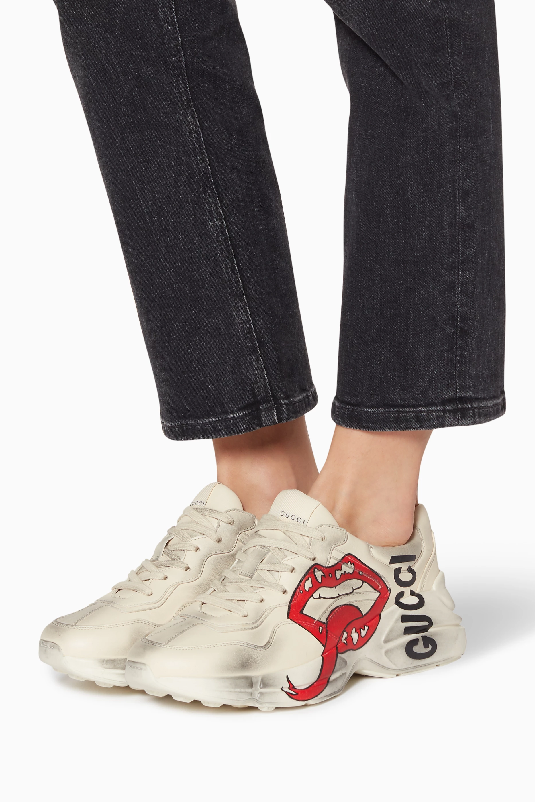 Buy Gucci White Rhyton Lip Print Sneakers For Women Online Ounass UAE