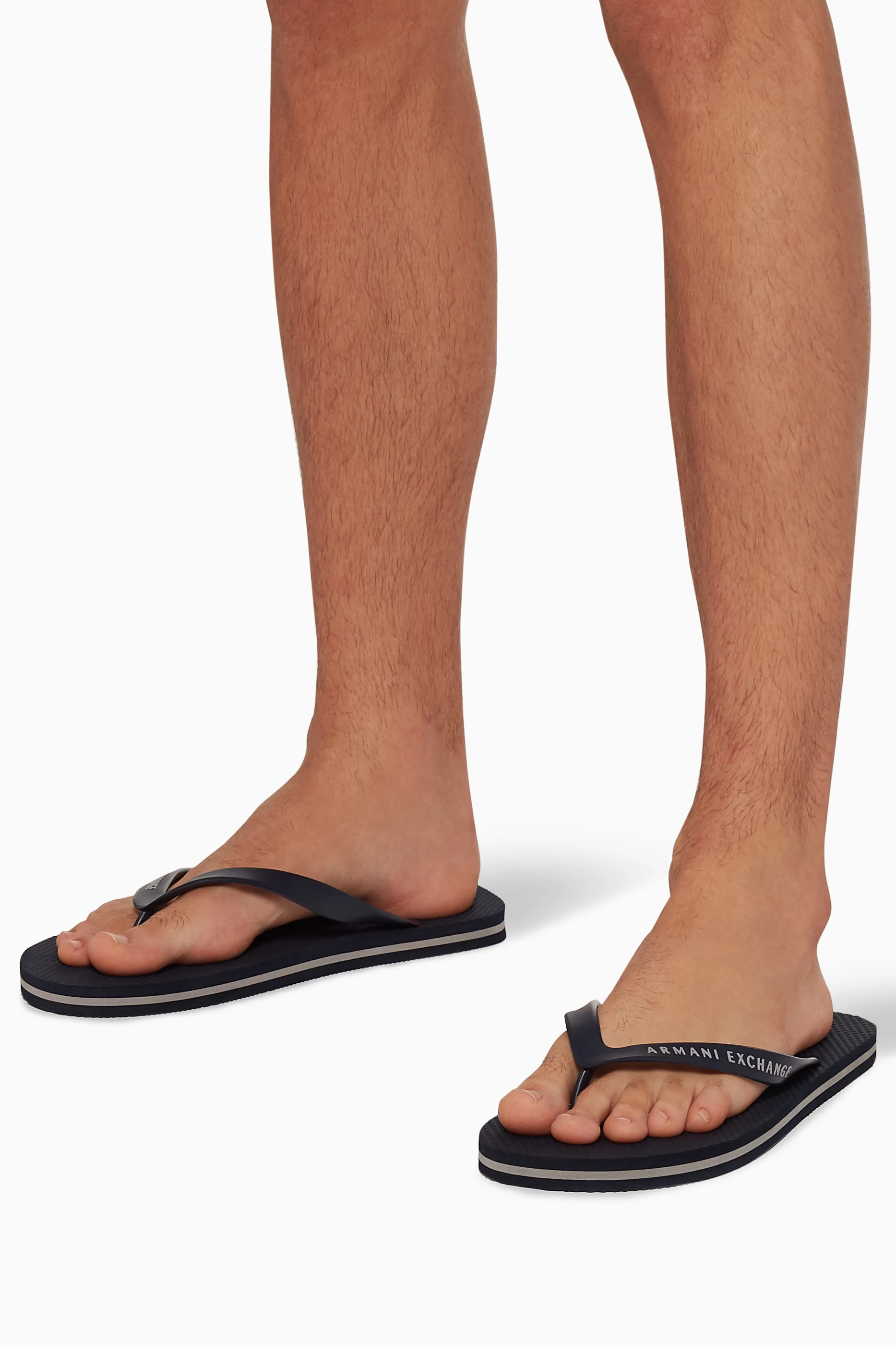 Buy Armani Exchange Blue AX Logo Flip Flops For Men Online Ounass UAE