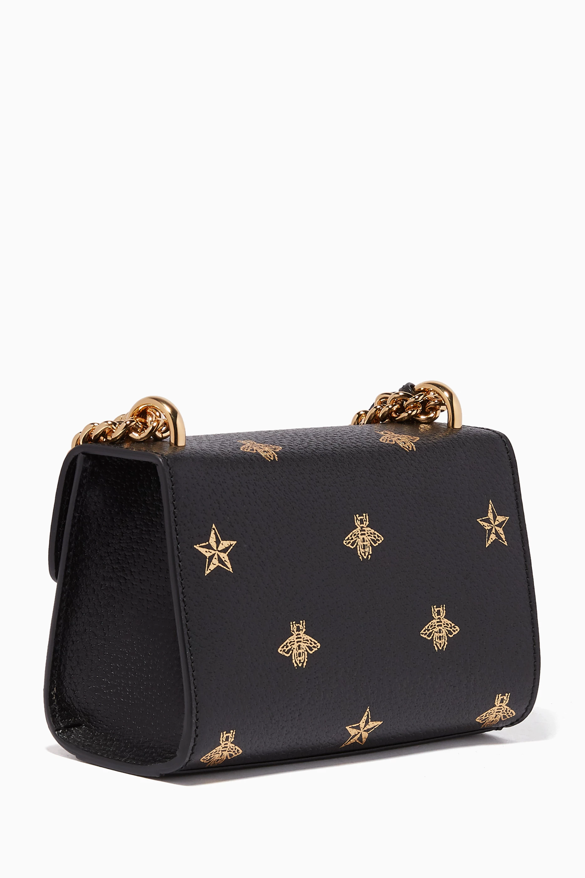 Buy Gucci Black Black Stars Bees Printed Padlock Shoulder Bag For Women Online Ounass UAE