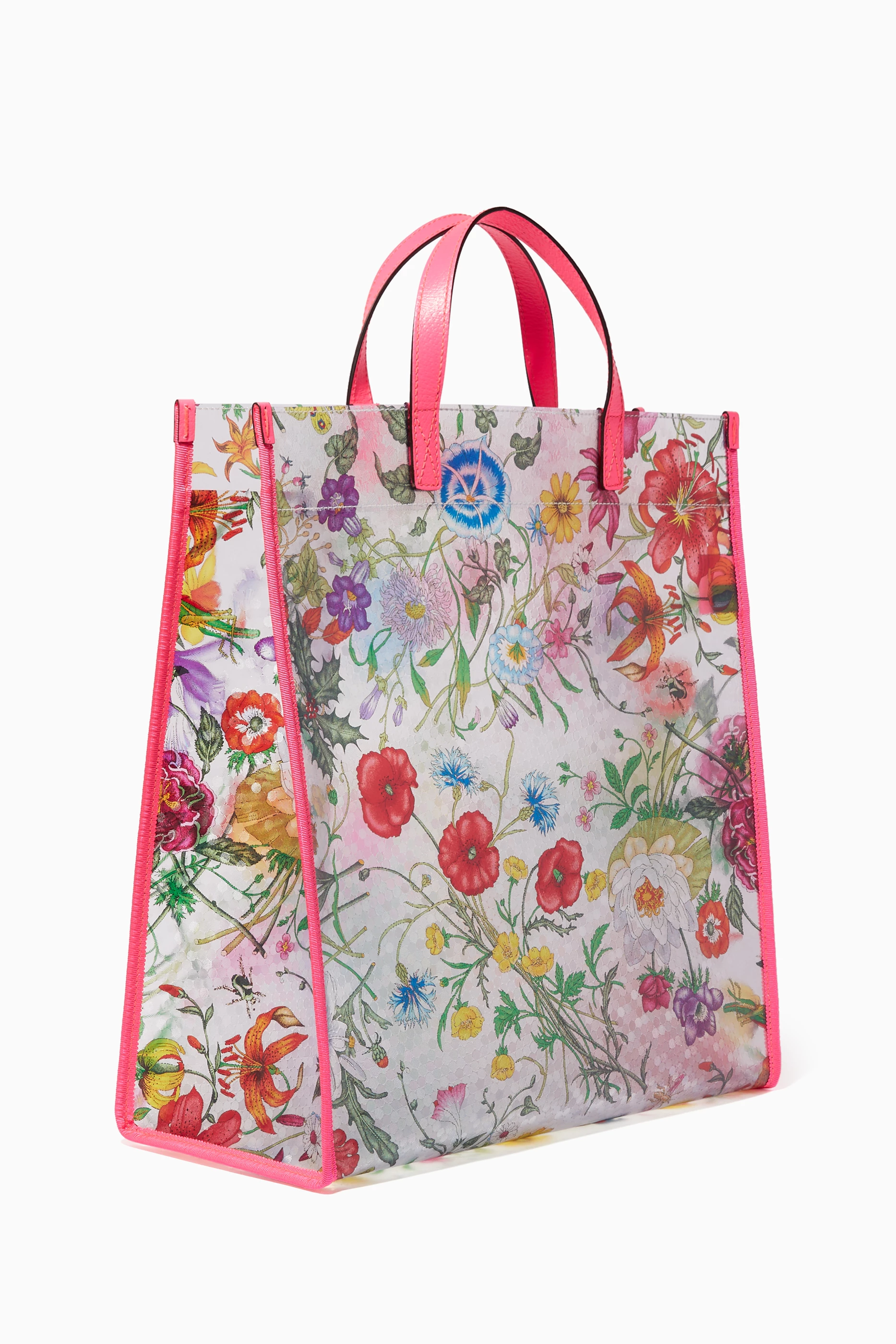 Buy Gucci Pink Flora Print Vinyl Tote Bag For Women Online Ounass UAE