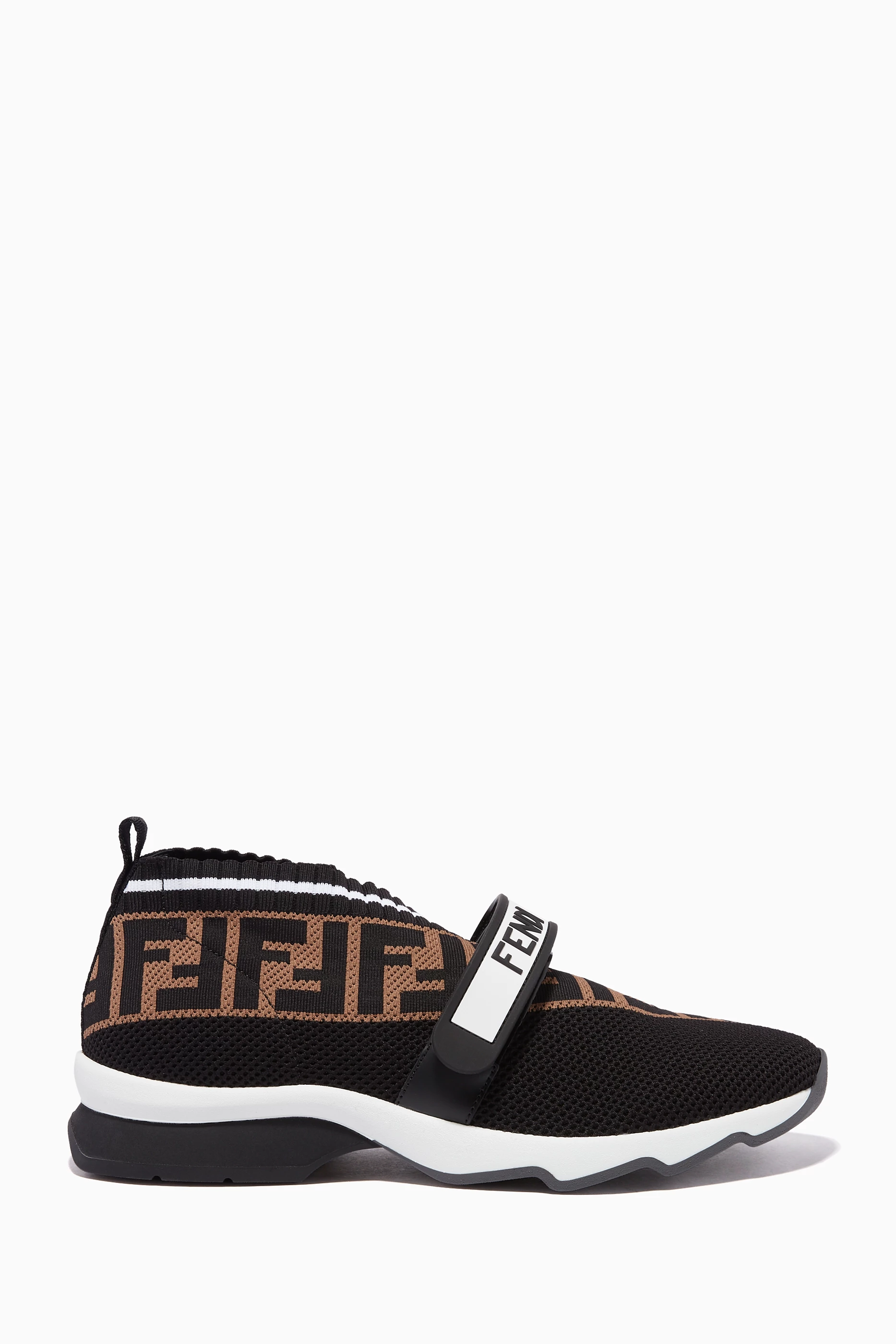 Buy Fendi Black Black Rockoko Velcro Strap Sneakers For Women Online Ounass UAE