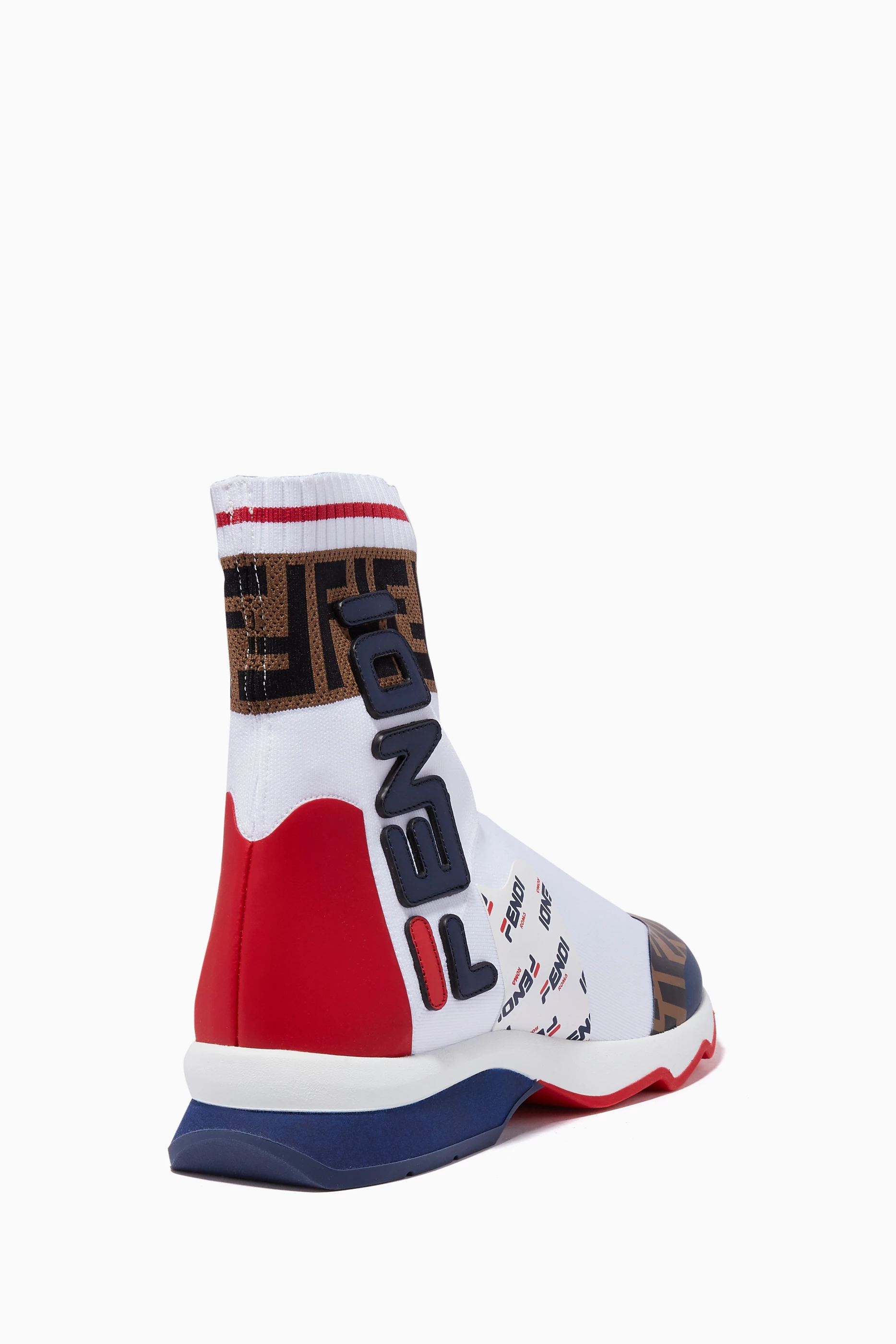 Buy Fendi White White Logo Sock Sneakers For Women Online Ounass UAE