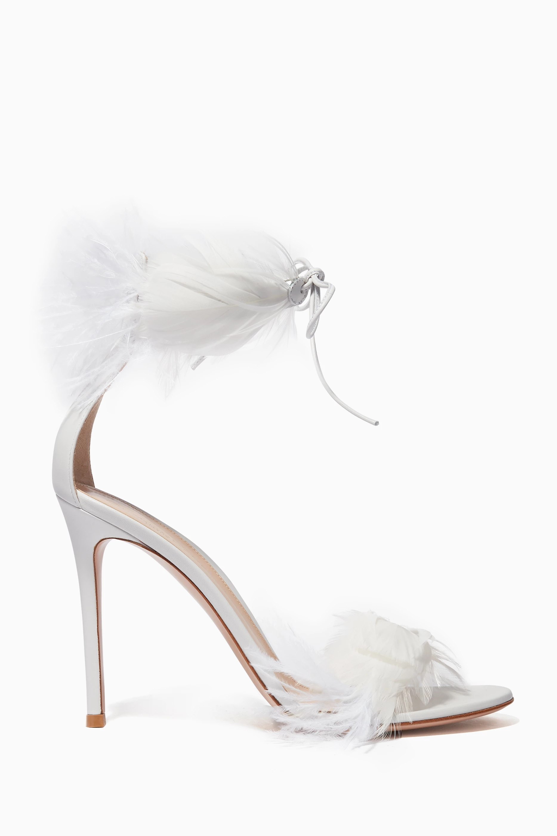 Buy Gianvito Rossi White White Feather Embellished Athena Sandals For Women Online Ounass UAE