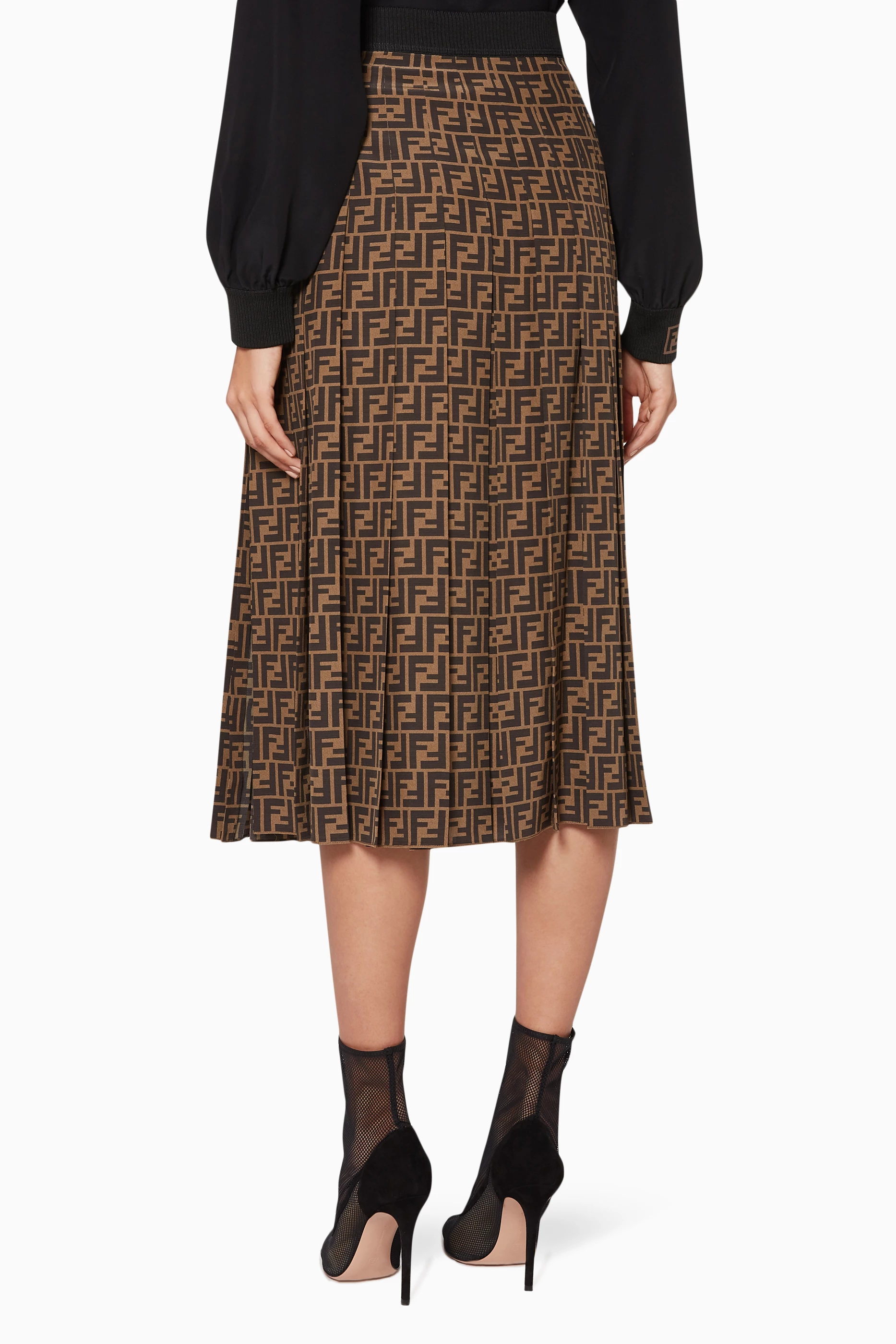 Buy Fendi Brown Brown Crepe de Chine Skirt For Women Online Ounass UAE