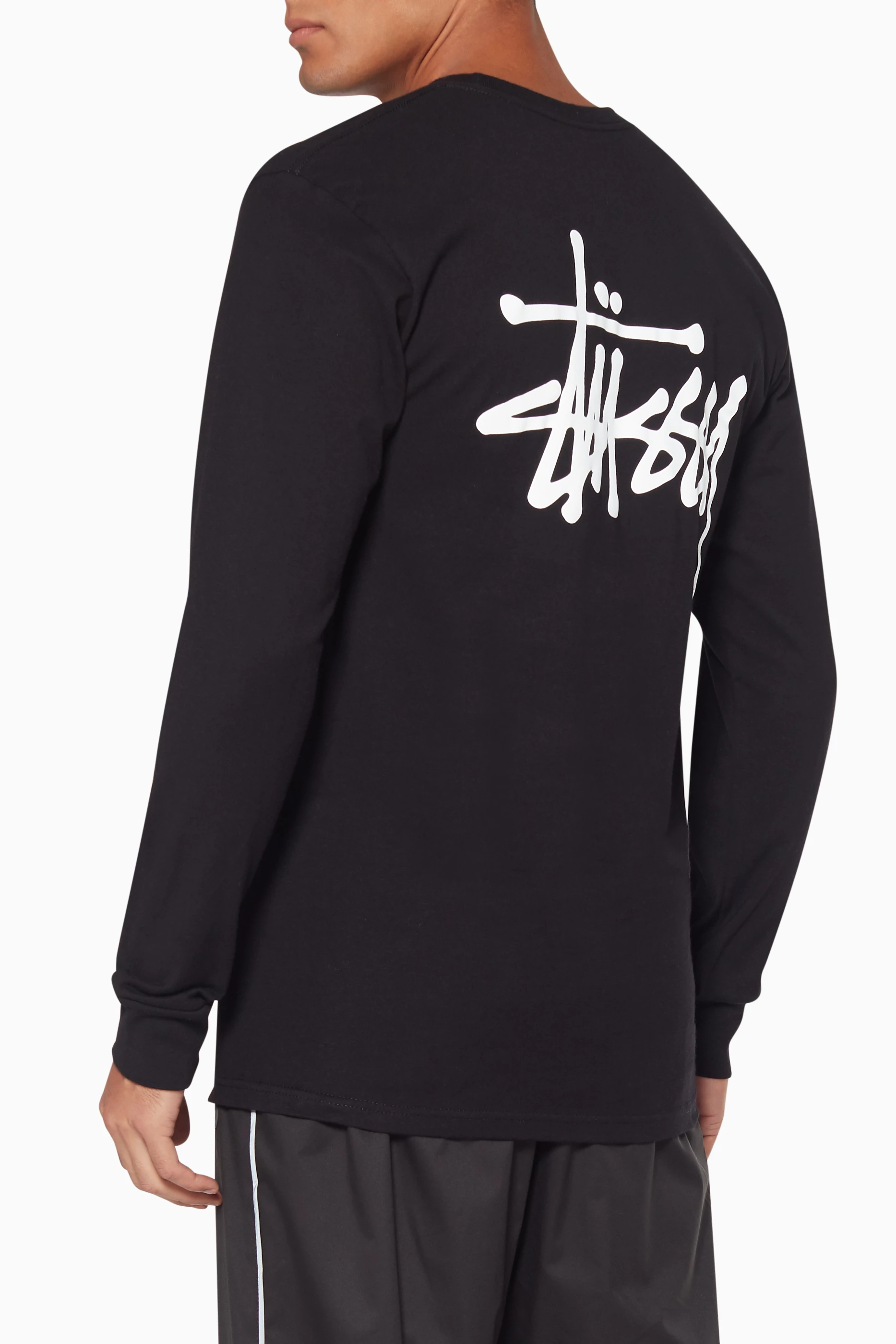 Buy Stussy Black Black Long Sleeve Logo T Shirt For Men Online Ounass UAE