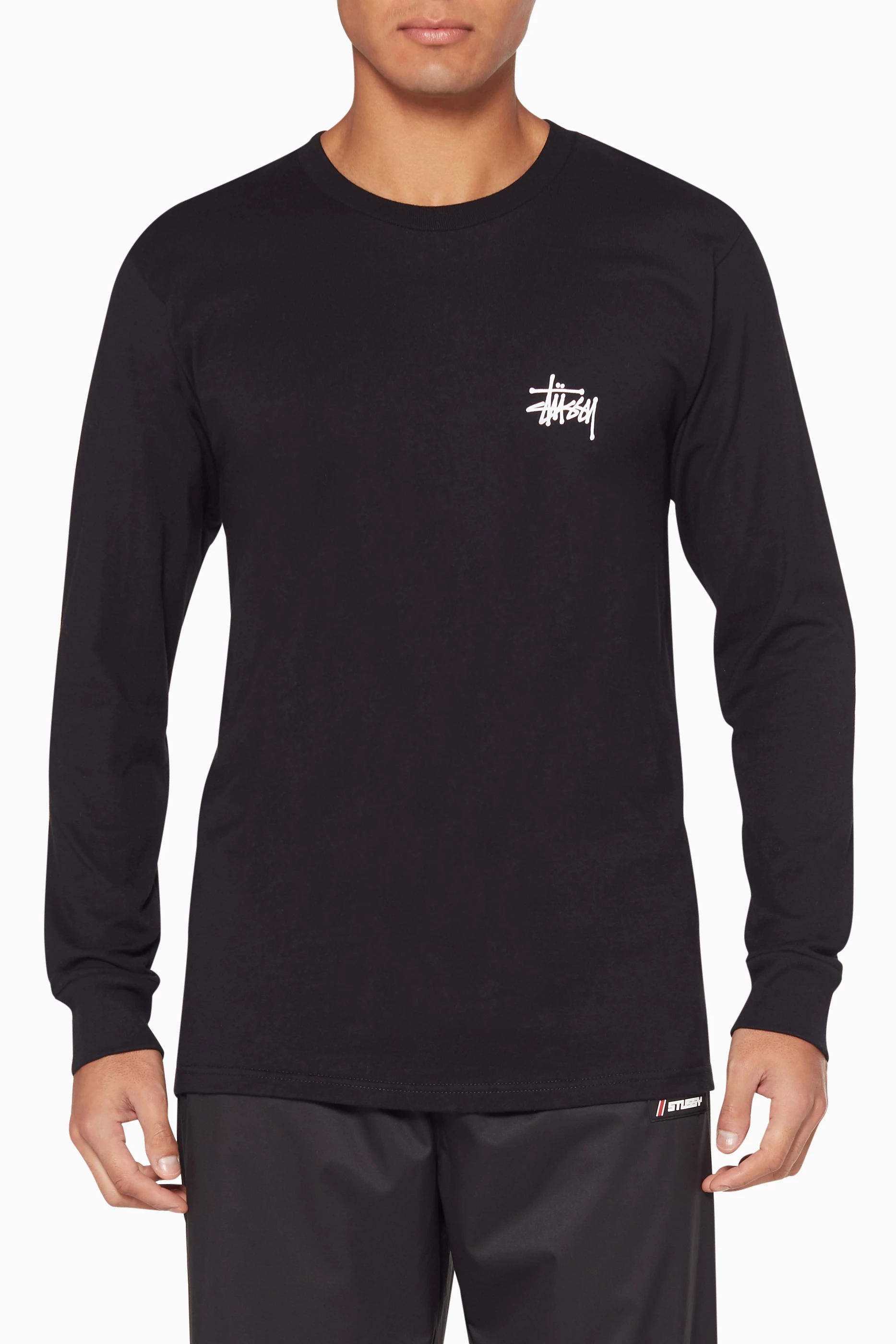 Buy Stussy Black Black Long Sleeve Logo T Shirt For Men Online Ounass UAE