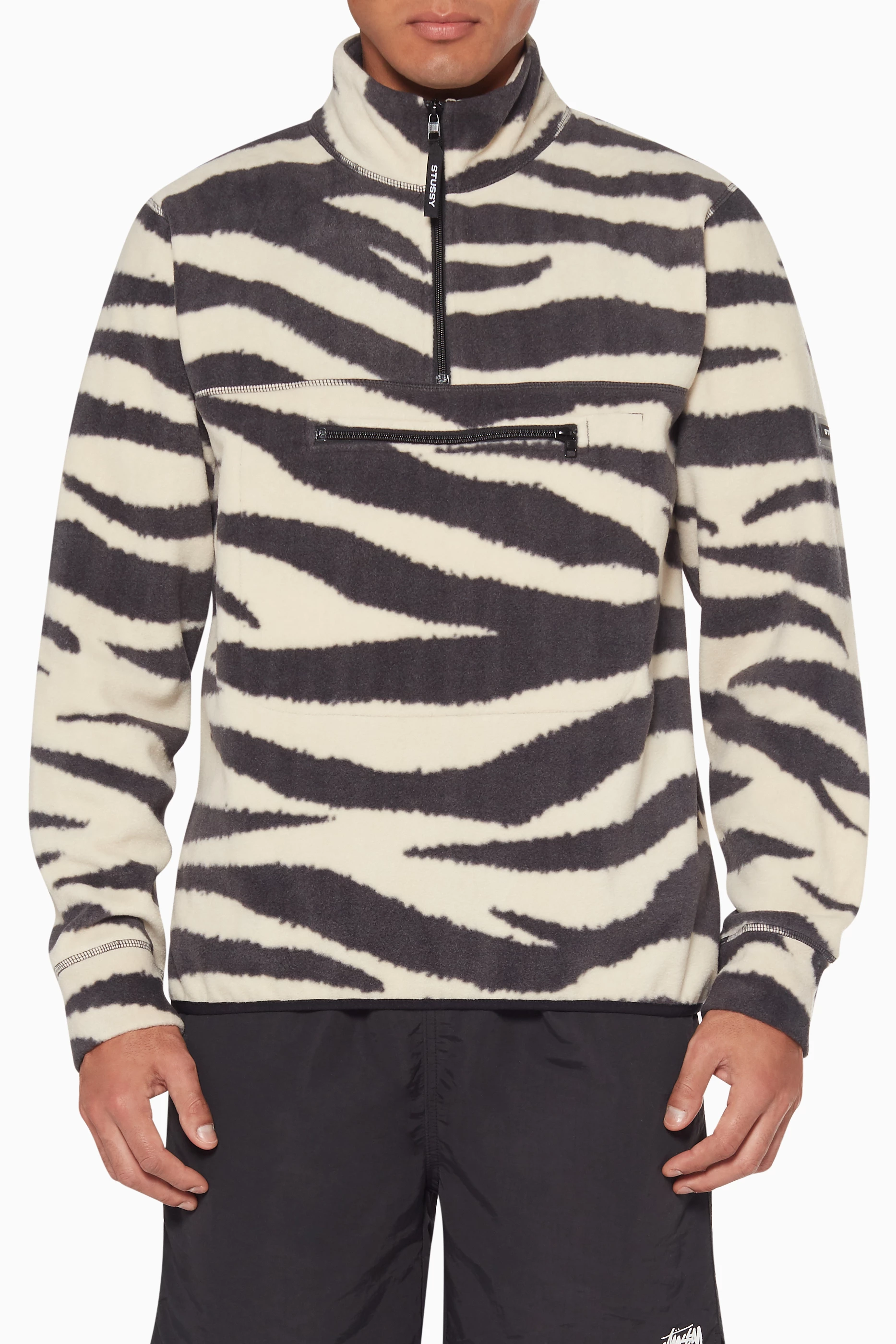 Buy Stussy Black Zebra Print Polar Fleece Sweatshirt For Men Online Ounass UAE