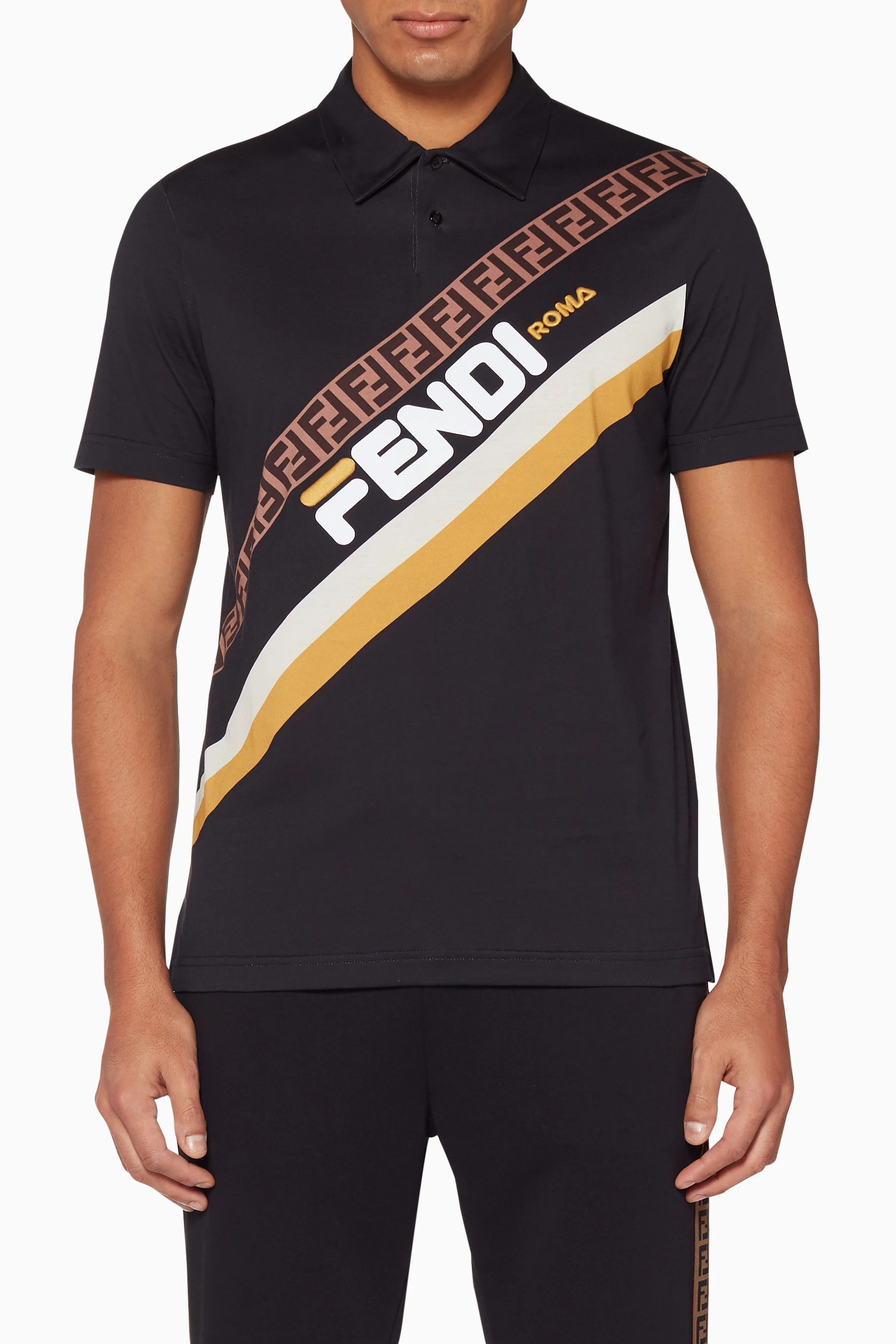 Buy Fendi Black Black Fendi Fila Polo T Shirt For Men Online Ounass UAE