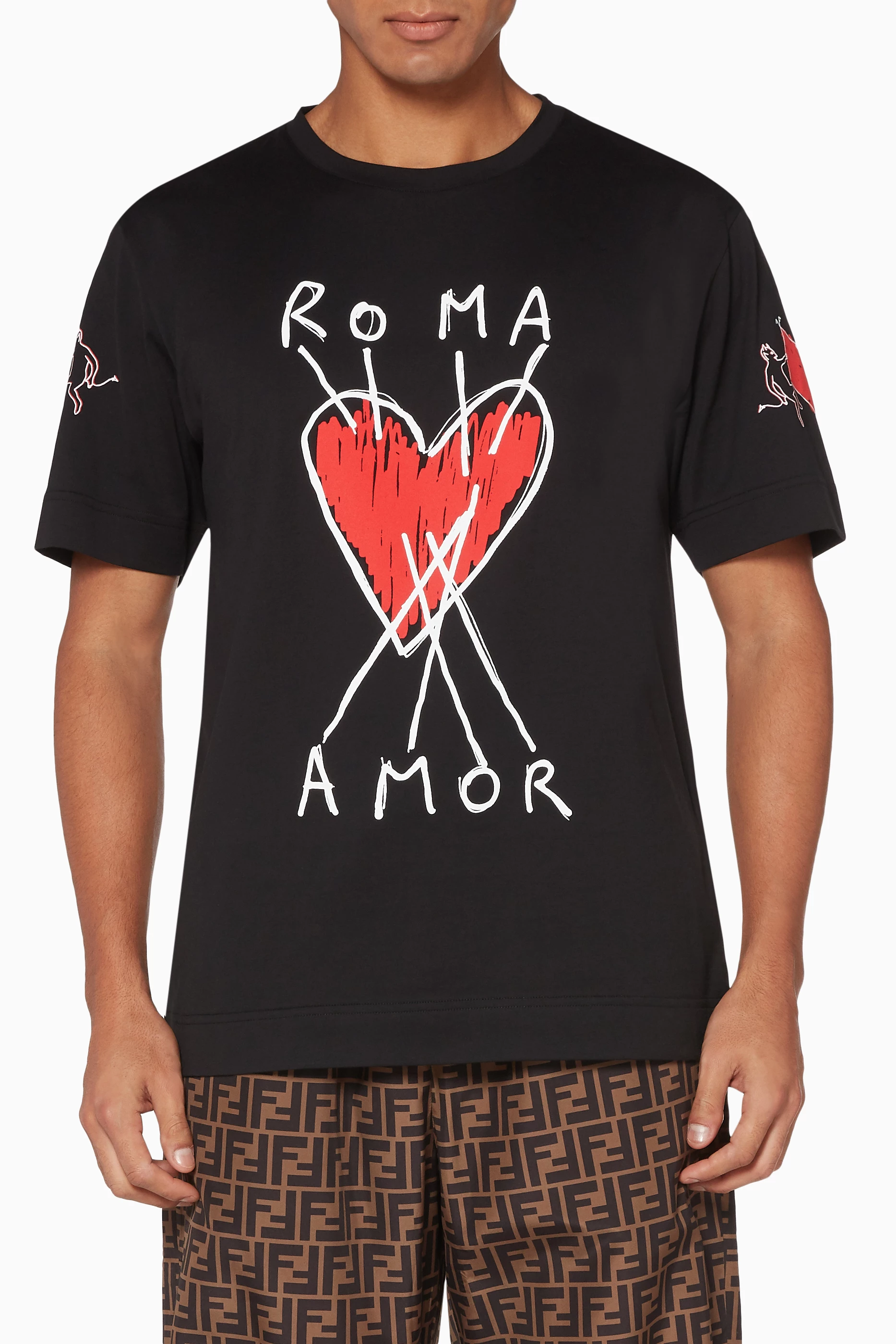 Buy Fendi Black Hearts Seeds T Shirt For Men Online Ounass UAE