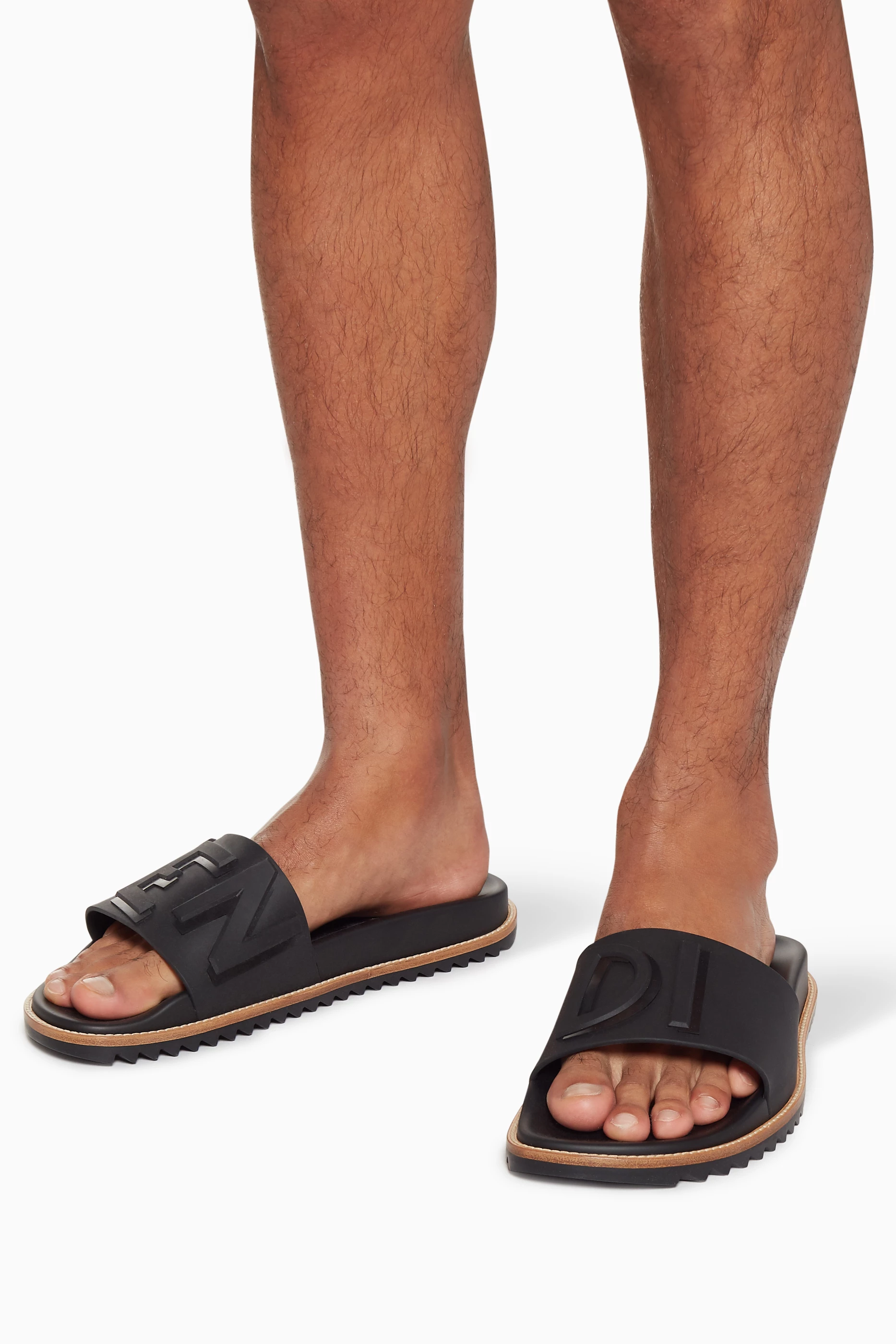Fendi black rubber slides clearance