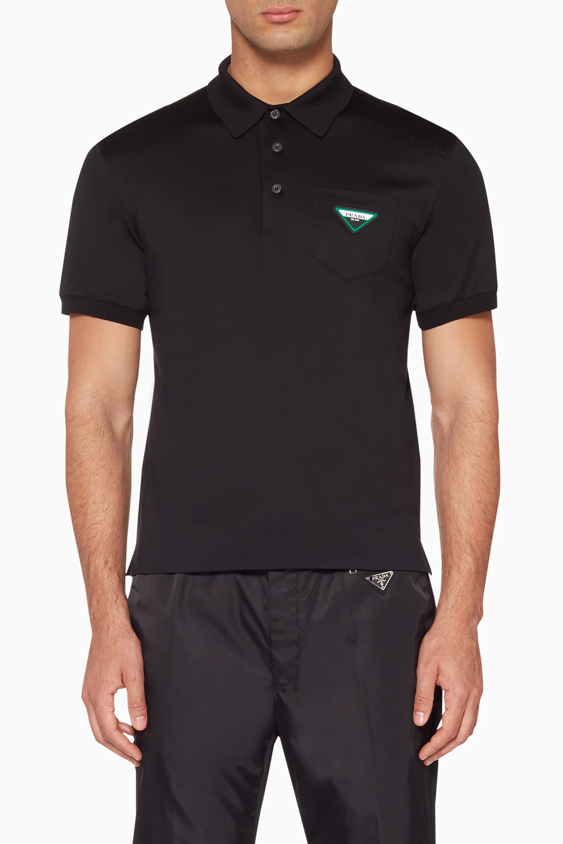 Men's black prada polo shirt best sale