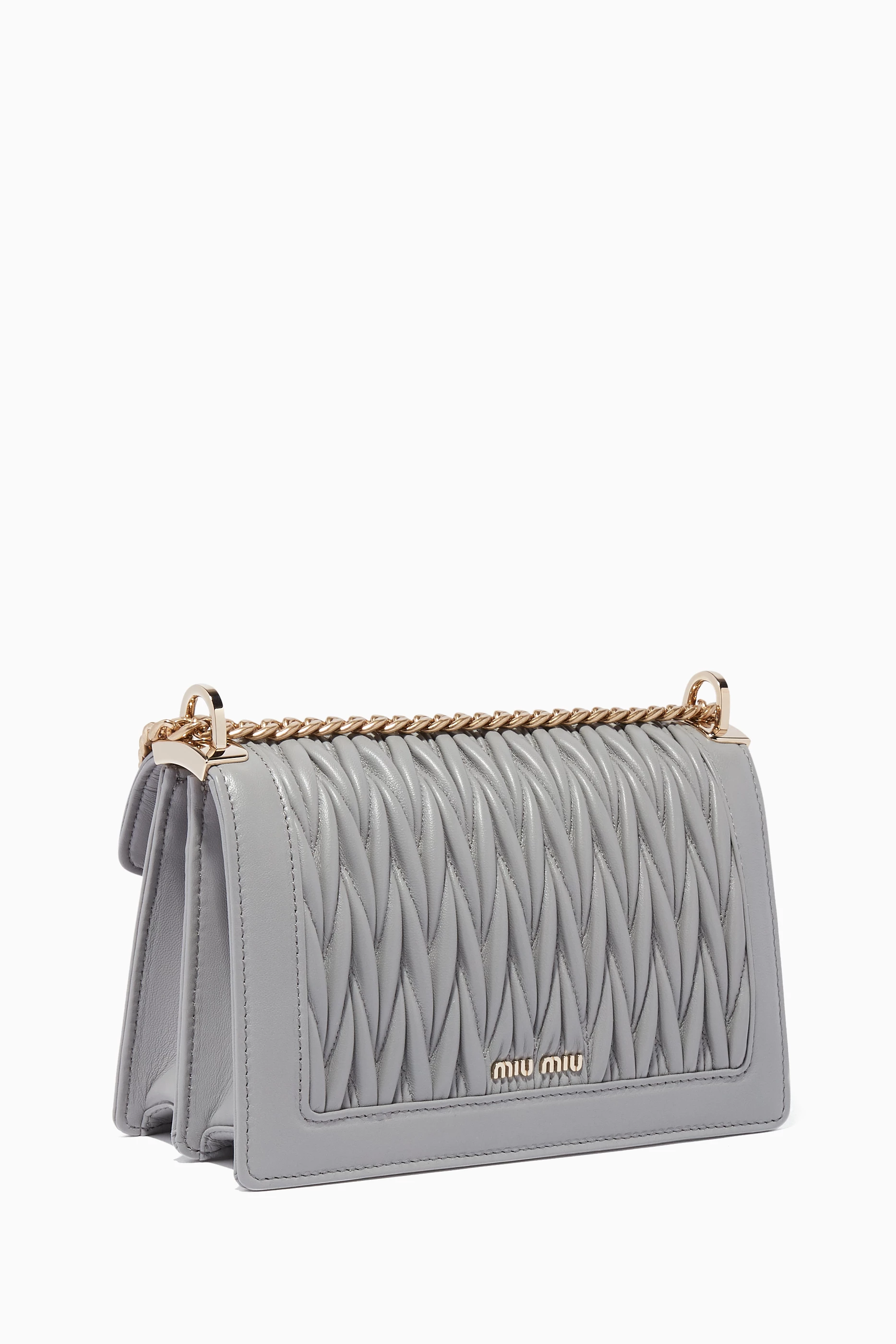 Buy Miu Miu Grey Grey Miu Confidential Matelasse Shoulder Bag For Women Online Ounass UAE