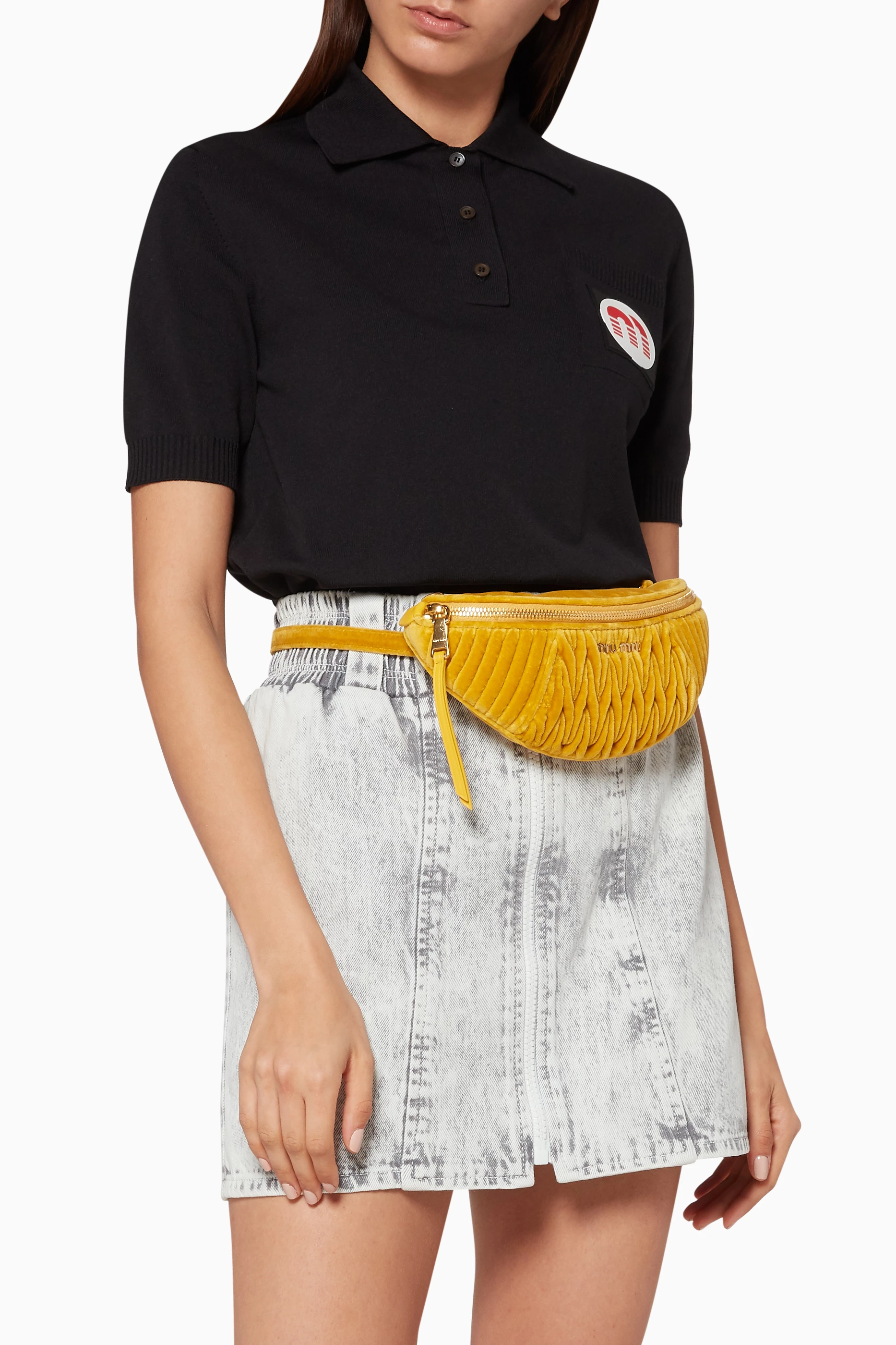 Buy Miu Miu Yellow Yellow Velvet Matelasse Belt Bag For Women Online Ounass UAE