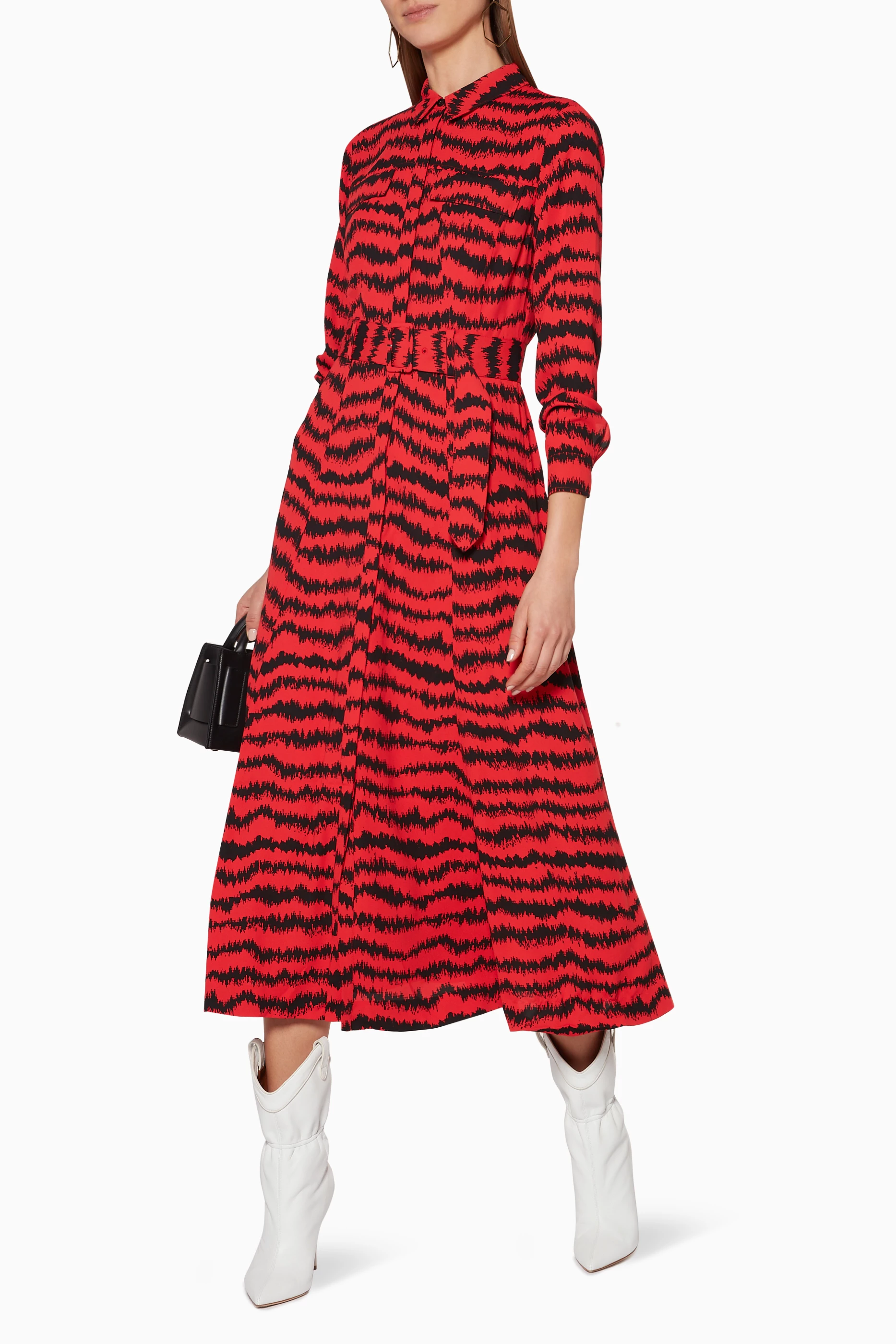 Buy WHISTLES Red Red Black Milla Utility Midi Dress For Women Online Ounass UAE