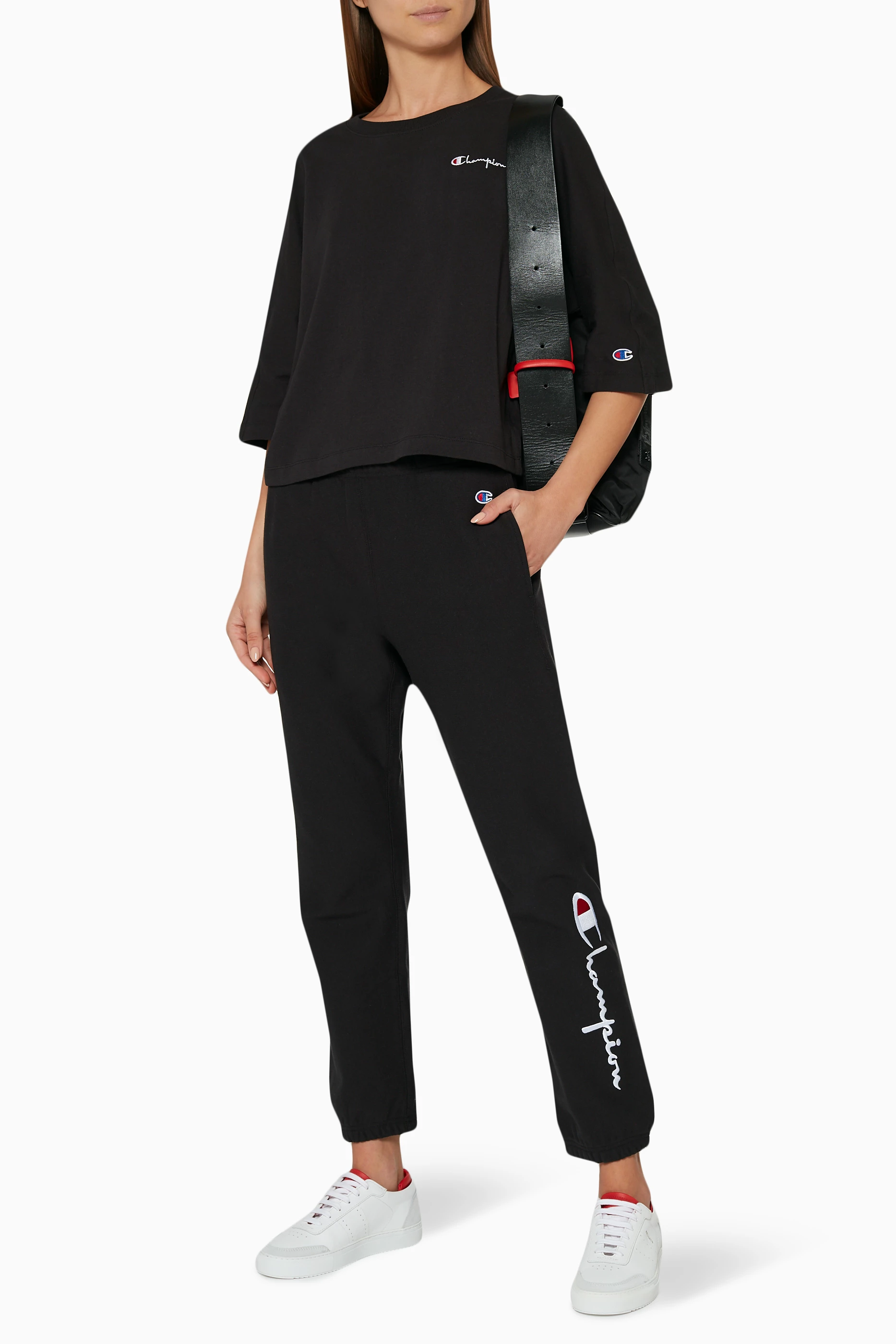 Buy Champion Black Logo Embroidered Track Pants For Women Online Ounass UAE