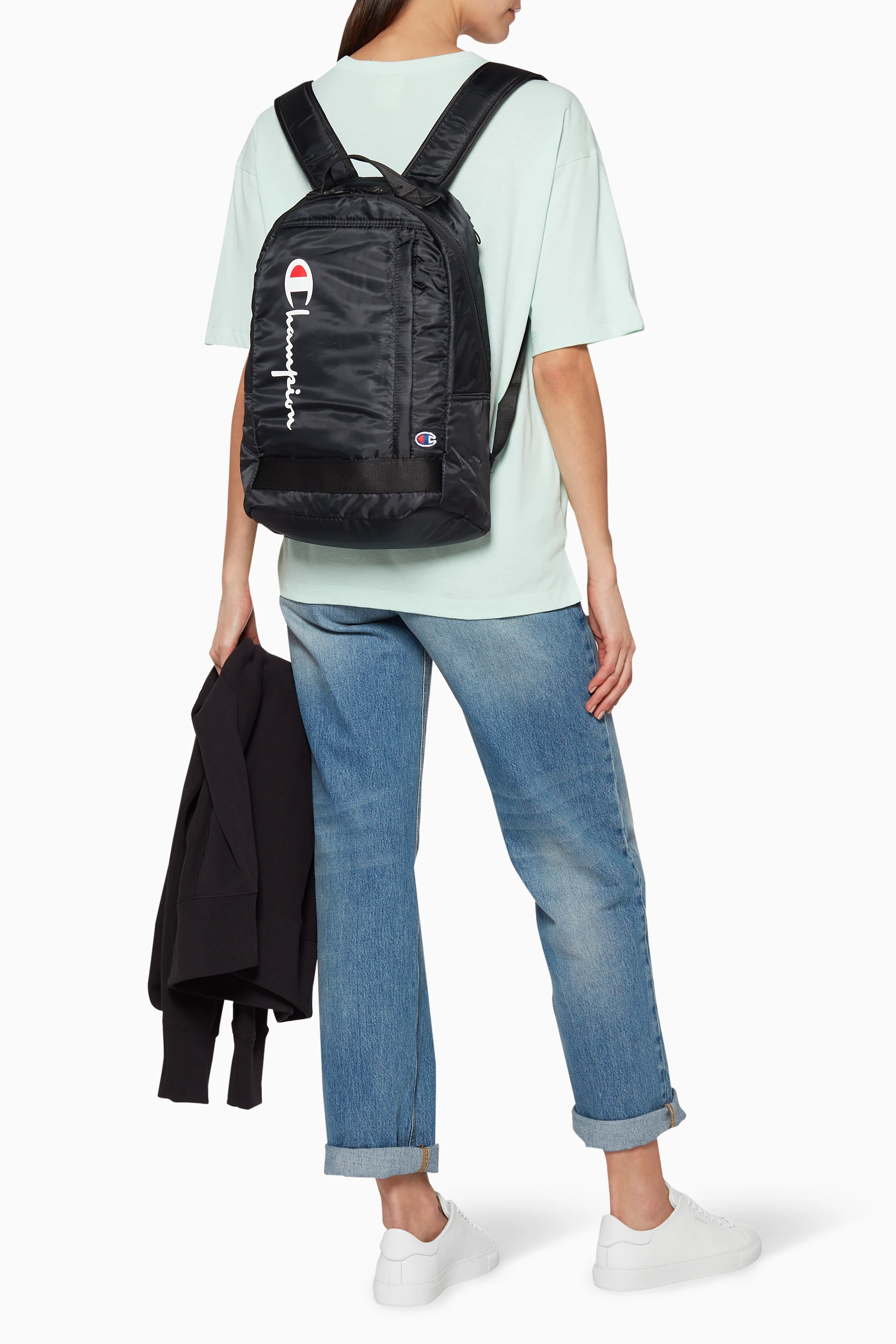 Buy Champion Black Logo Print Backpack For Women Online Ounass UAE