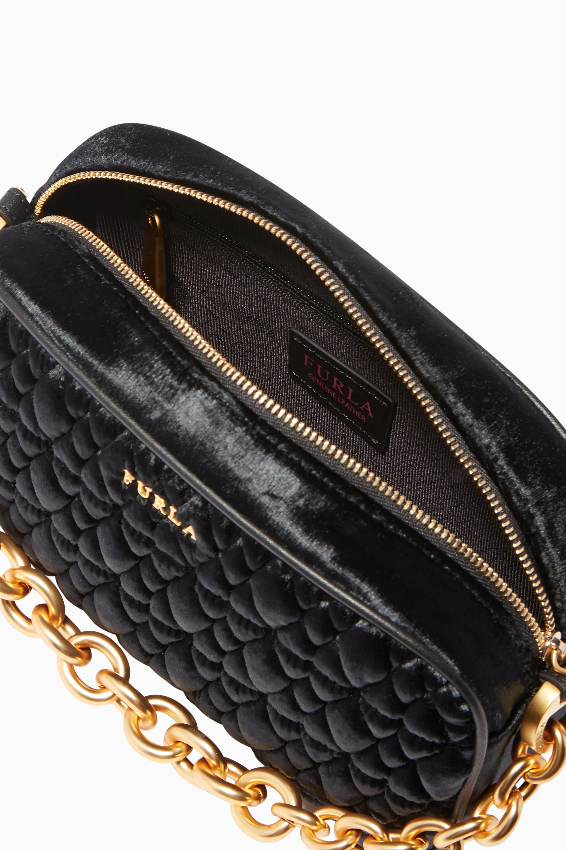 Buy Furla Black Onyx Black Quilted Velvet Cometa Mini Cross Body Bag For Women Online Ounass UAE