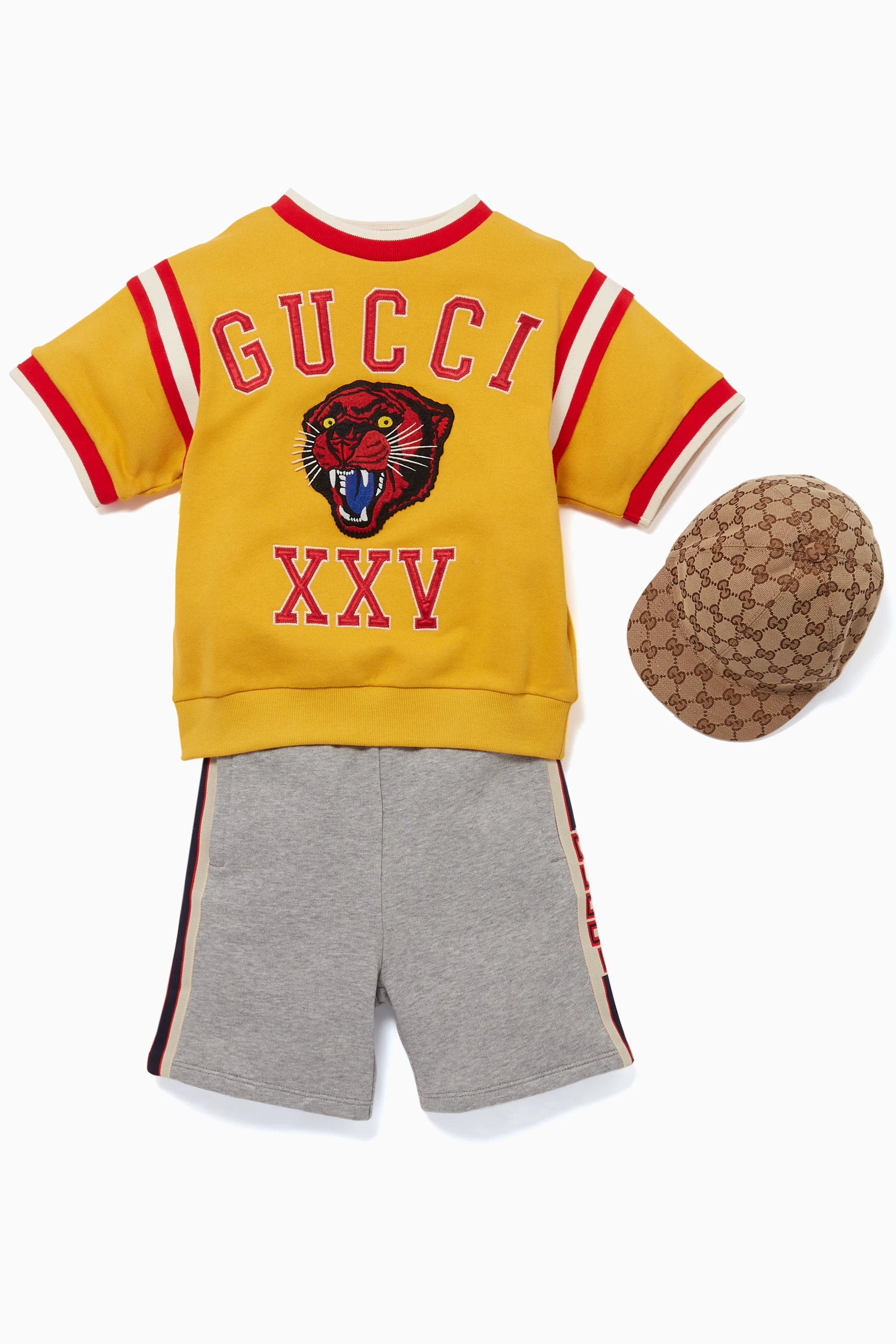 Buy Gucci Yellow Panther Logo Embroidered Sweatshirt For Boys Online Ounass UAE