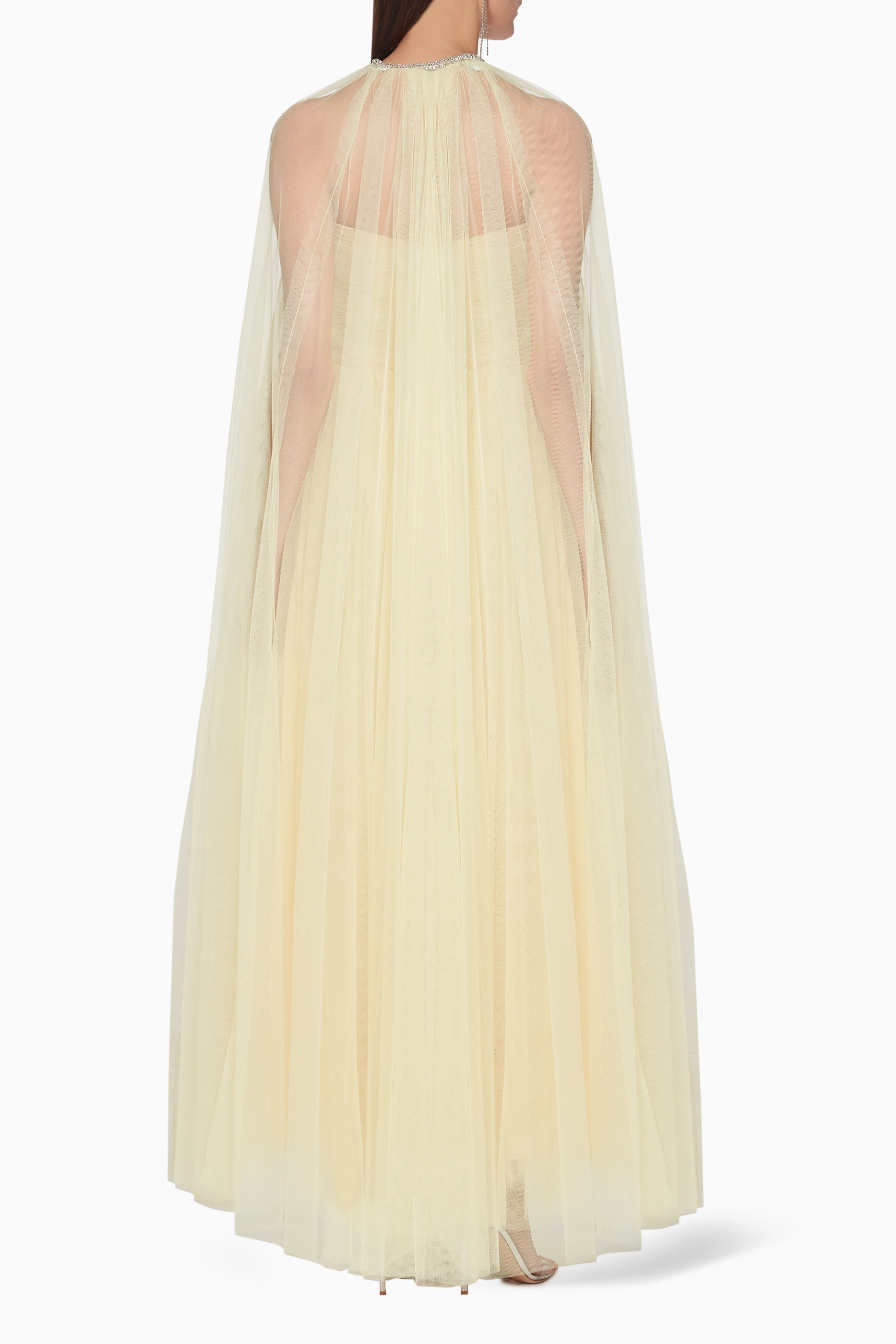 Buy Monique Lhuillier Yellow Yellow Tulle Cape Gown For Women Online Ounass UAE