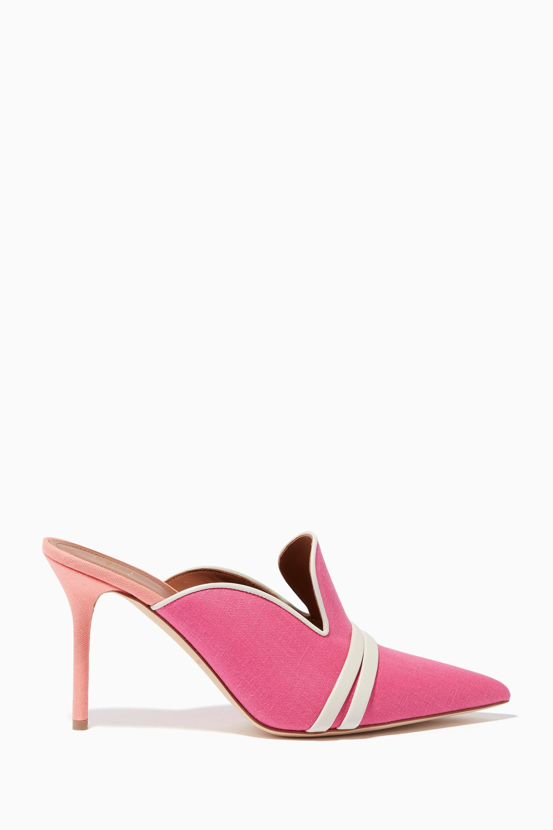 Buy Malone Souliers Pink Pink Linen Hayley Luwolt Mules For Women Online Ounass UAE