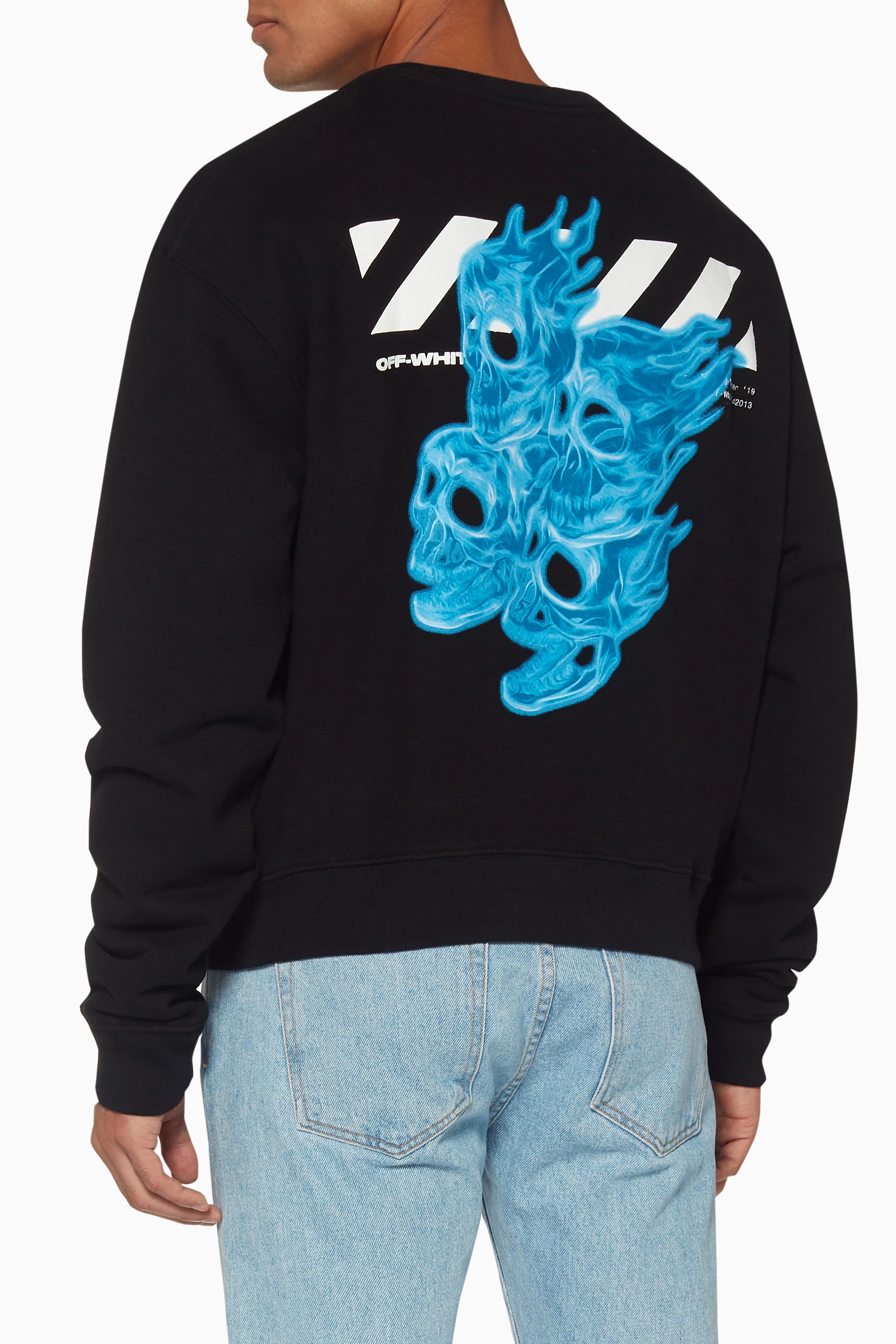 Buy Off-White Black Diagonal Skulls Sweatshirt For Men Online 
