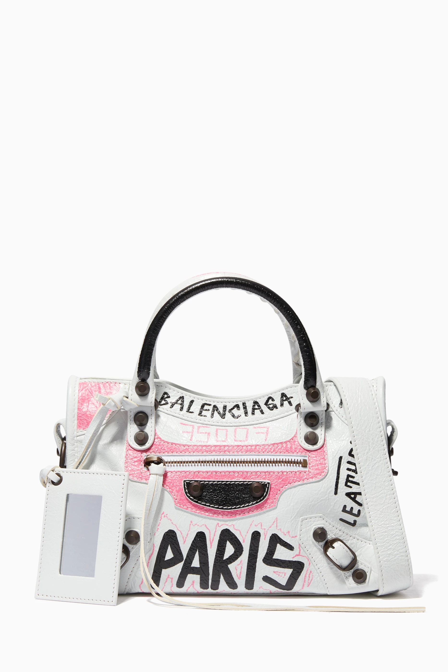 Buy Balenciaga White Classic Mini City Graffiti Bag For