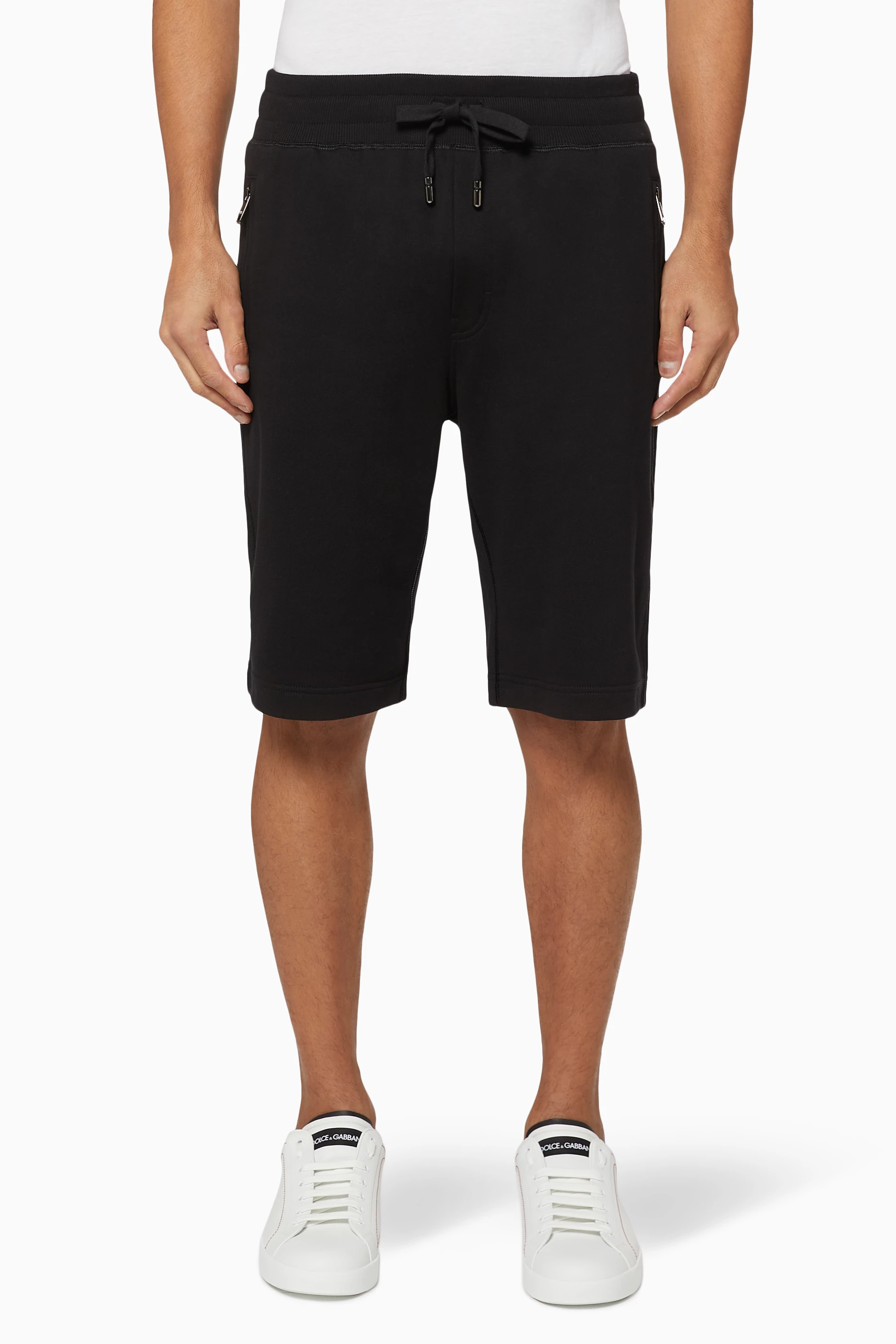 Buy Dolce & Gabbana Black Logo Plaque Jersey Bermuda Jogging