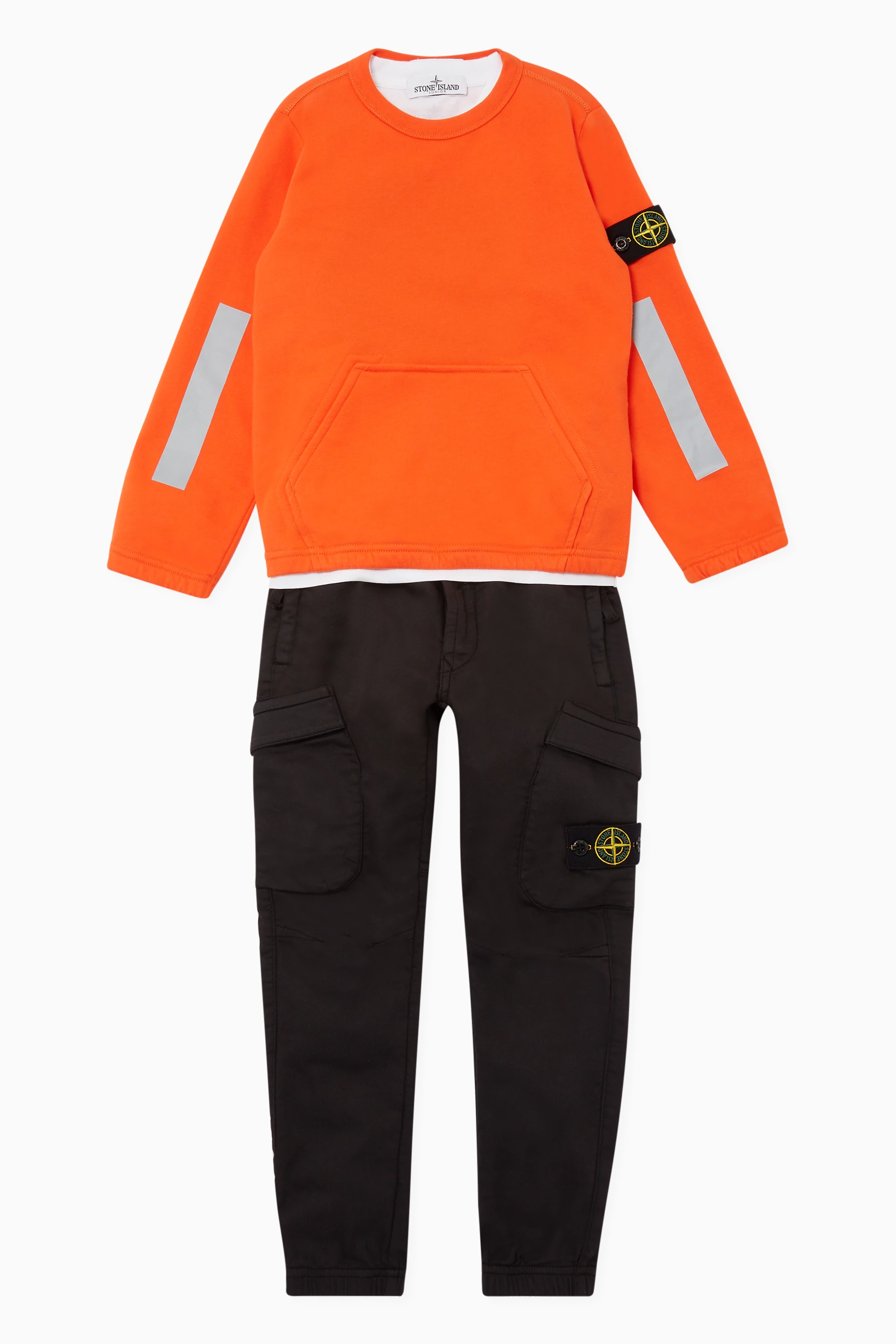 Buy Stone Island Orange Reflective Crewneck Sweatshirt For Boys Online Ounass UAE