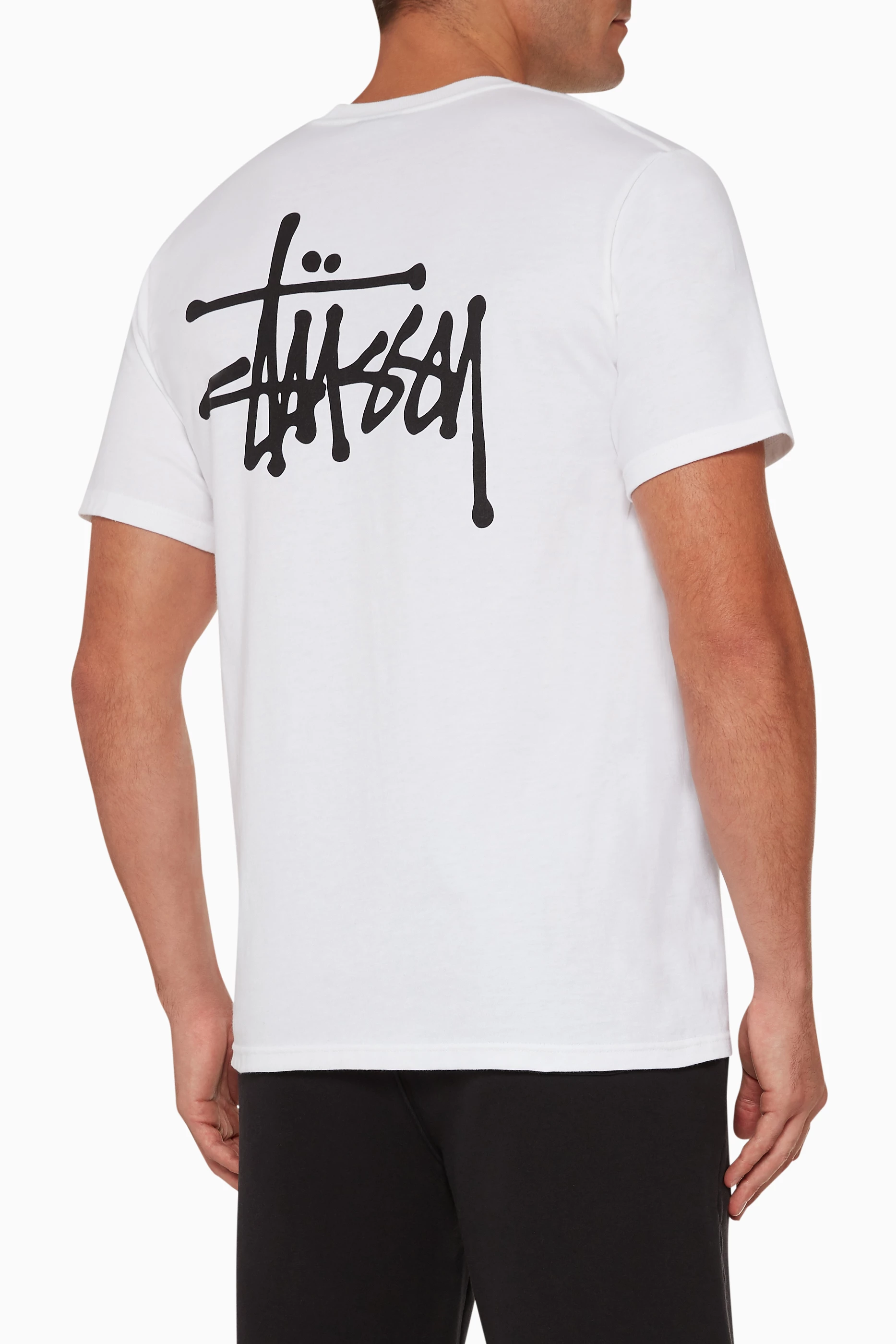 Buy Stussy White Basic Logo Print T Shirt For Men Online Ounass UAE