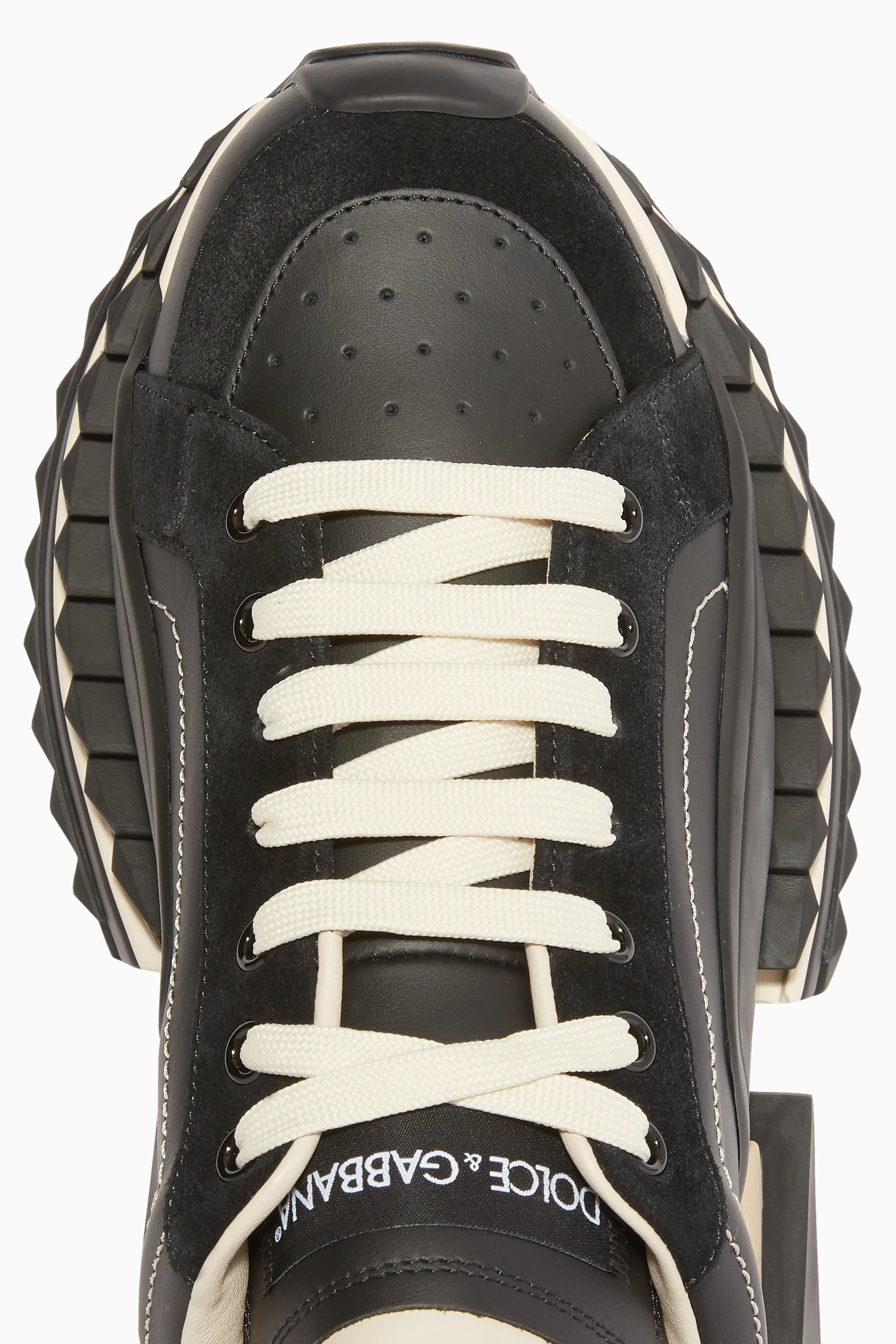 Buy Dolce Gabbana Black Super King Two Tone Leather Sneakers For Men Online Ounass UAE
