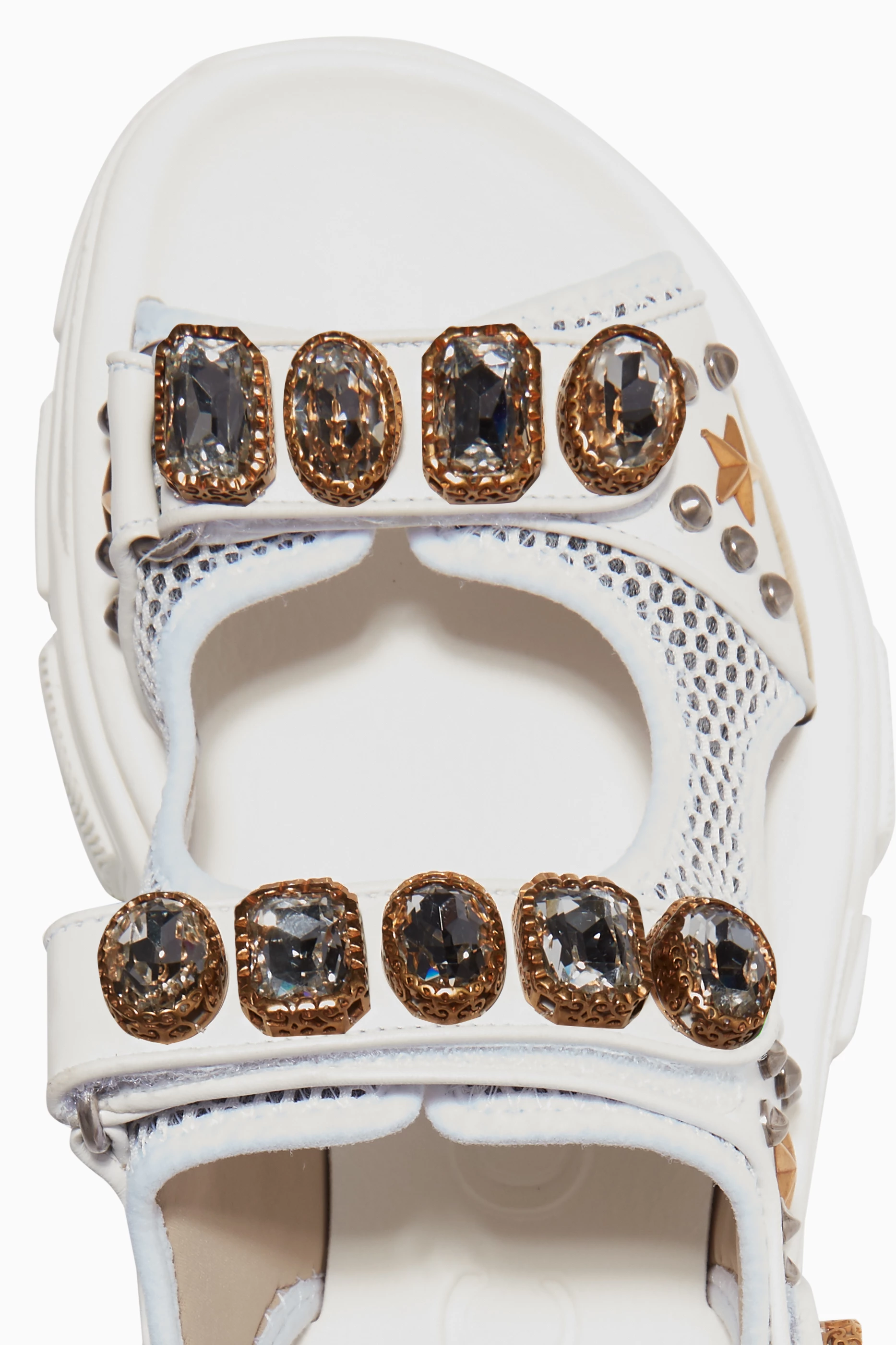 Buy Gucci White Leather Mesh Sandal with Crystals For Women Online Ounass UAE