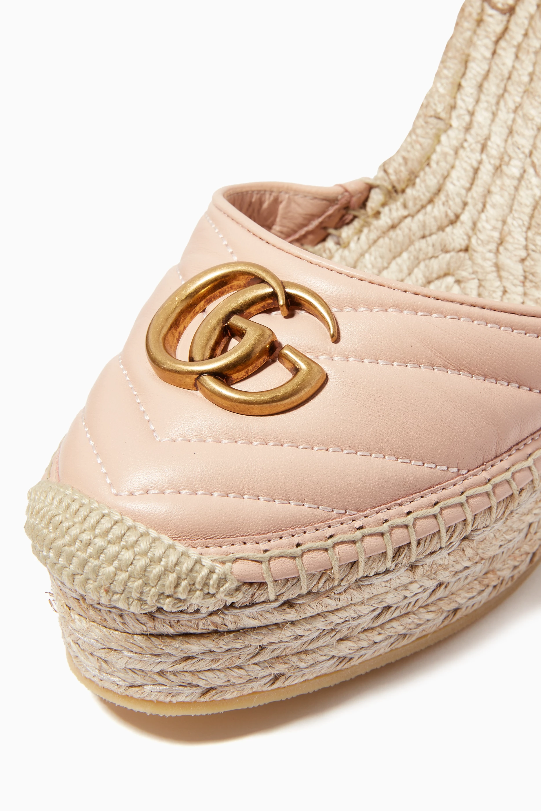 Buy Gucci Neutral GG Marmont Espadrille Wedge Sandals in Matelasse Leather For Women Online Ounass UAE