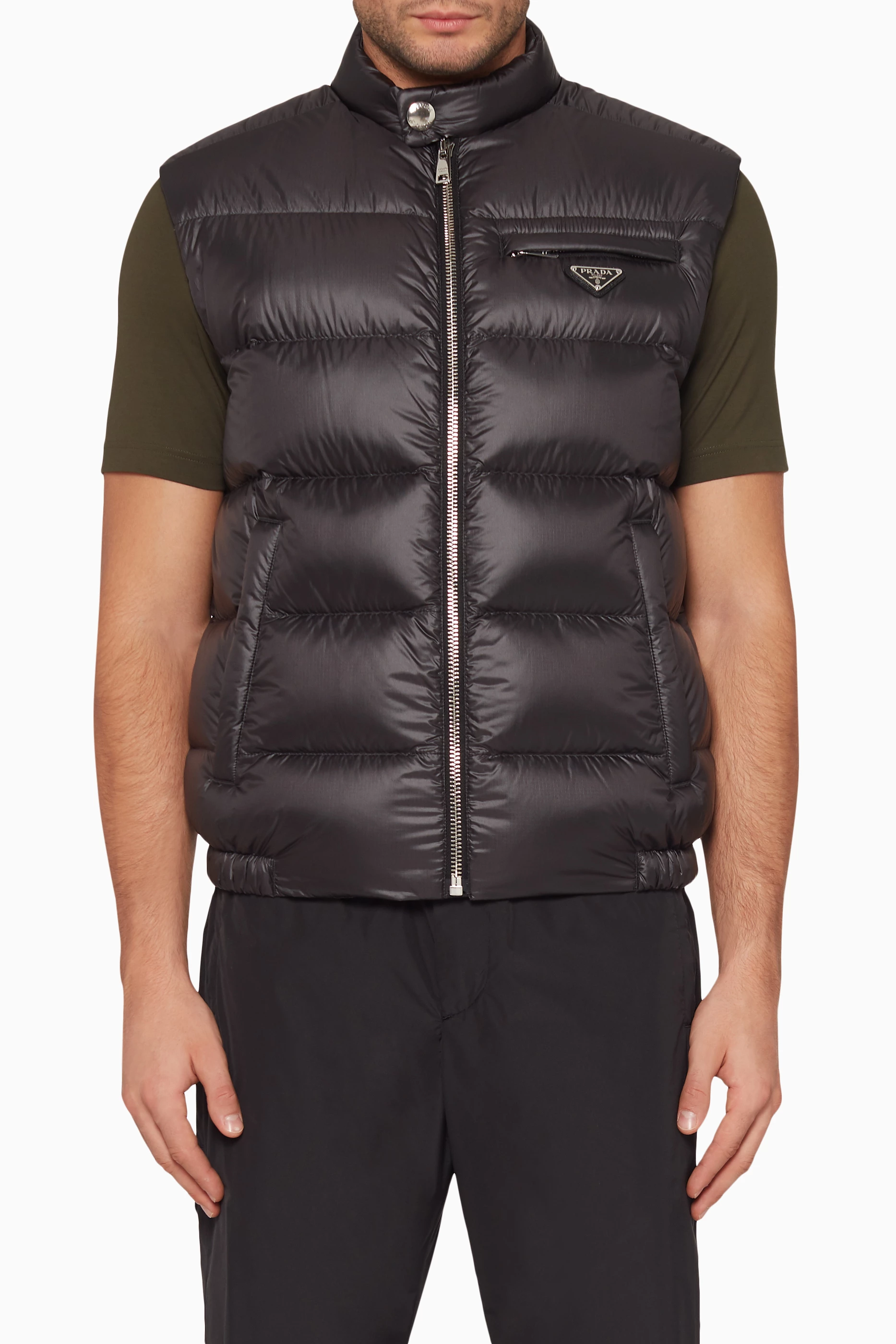 Buy Prada Black Zipped Puffer Vest For Men Online | Ounass UAE