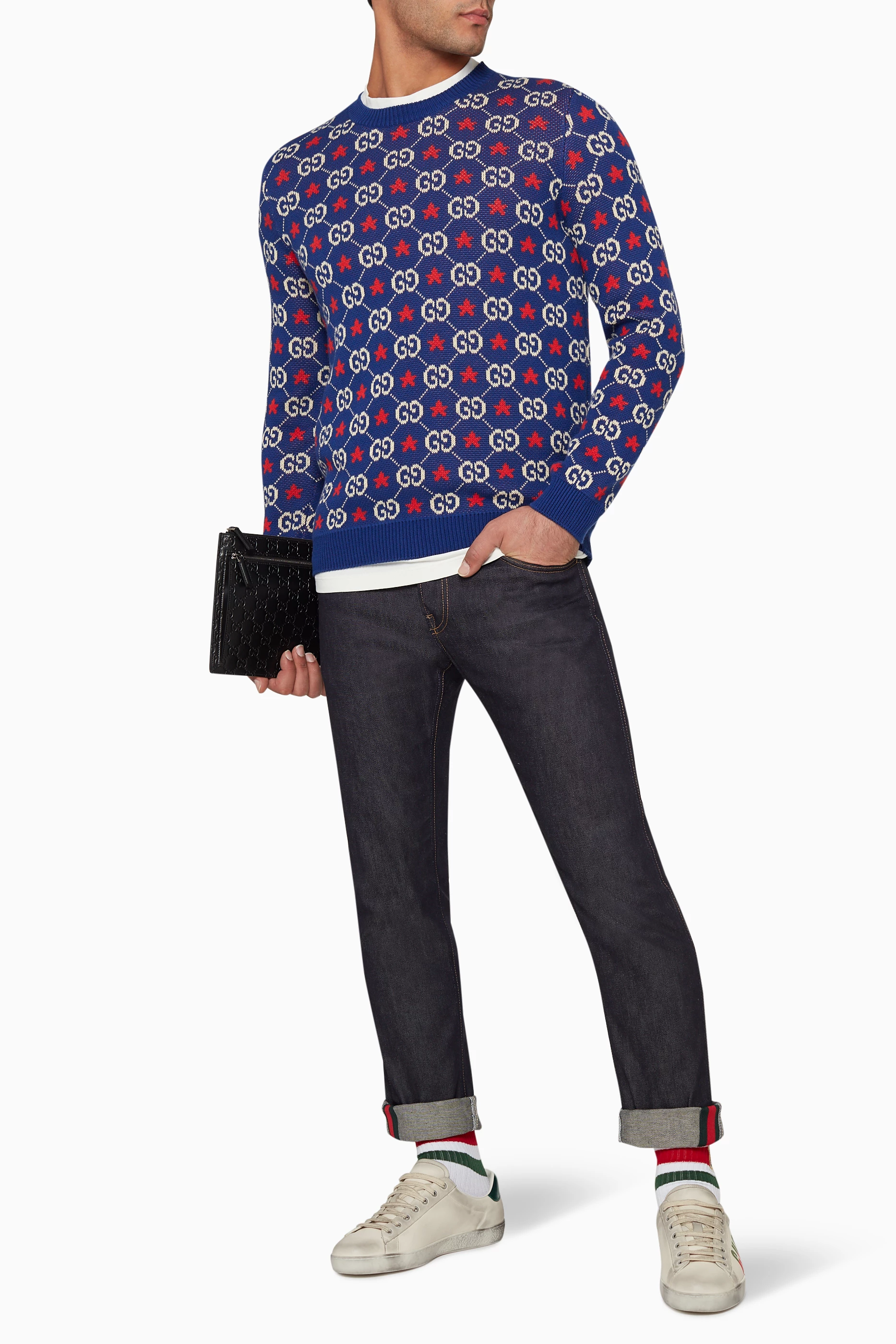 Buy Gucci Blue Star Crewneck Sweater For Men Online Ounass UAE