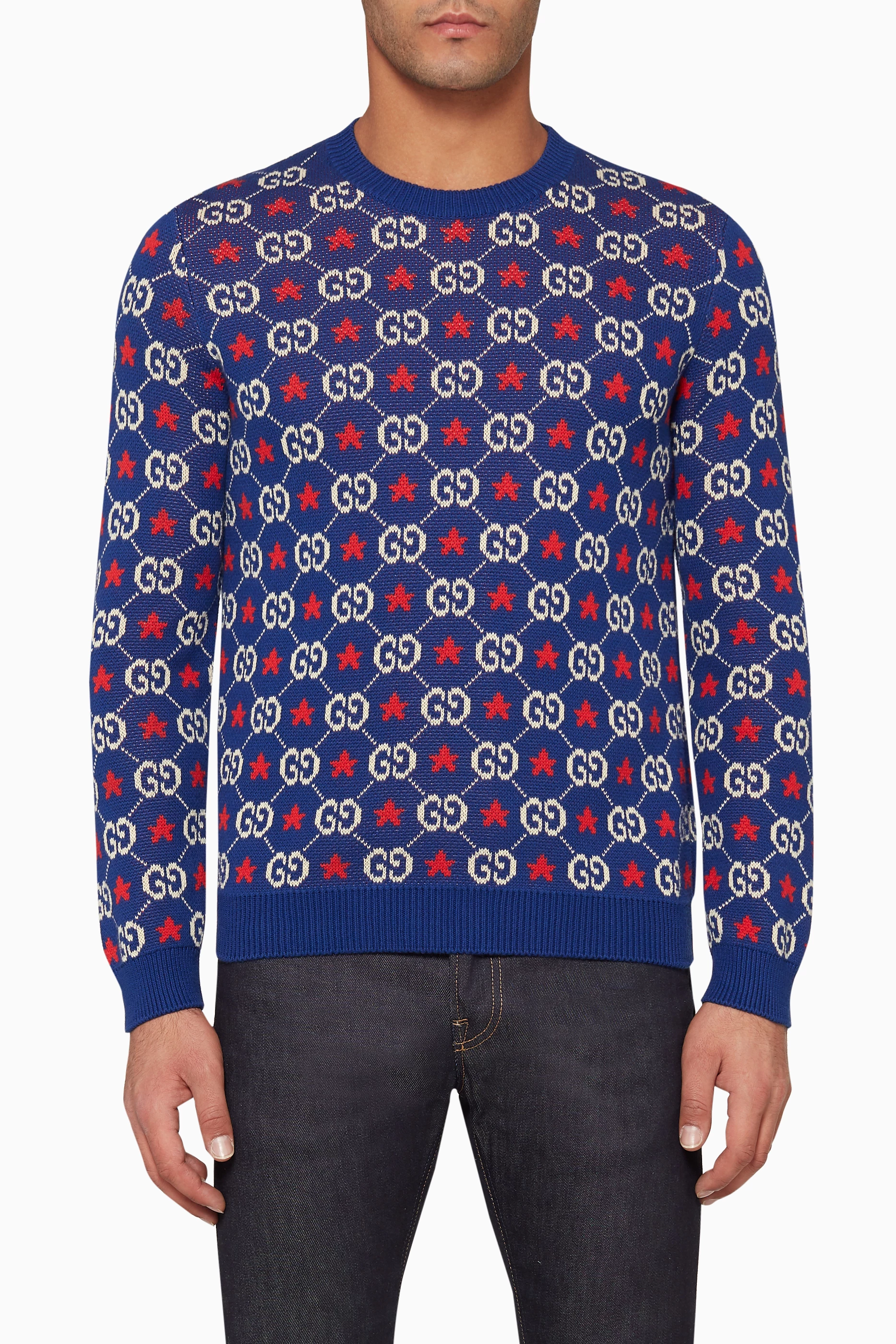 Buy Gucci Blue Star Crewneck Sweater For Men Online Ounass UAE