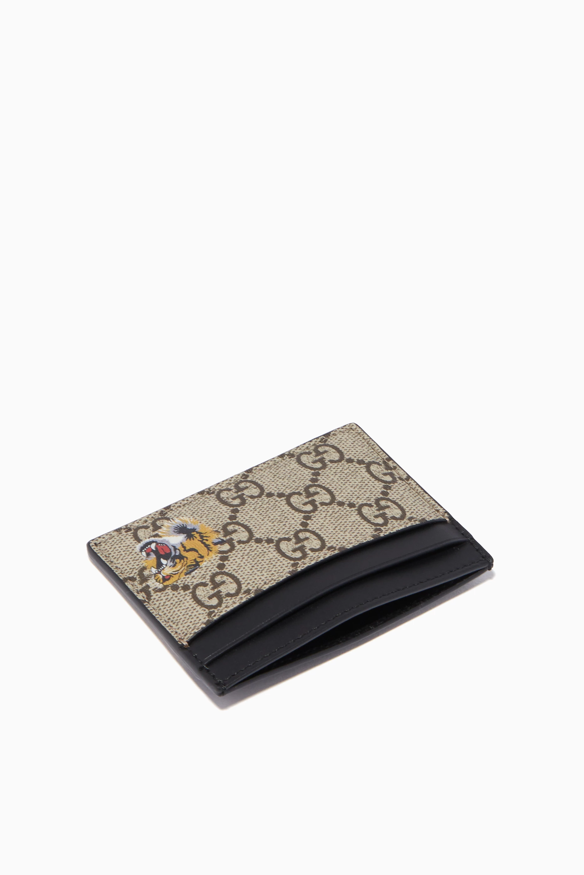 Buy Gucci Neutral Tiger GG Supreme Card Holder For Men Online Ounass UAE
