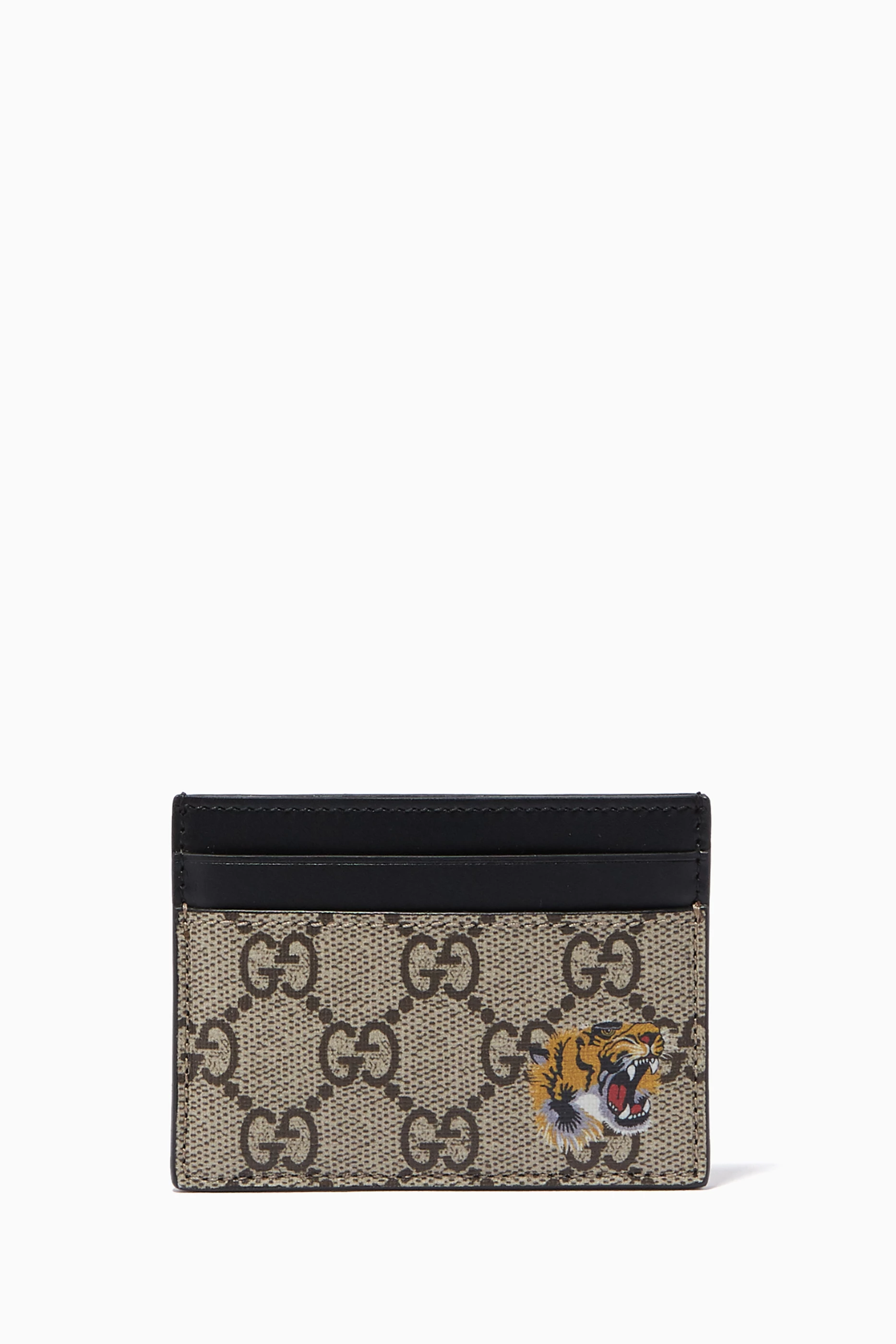 Buy Gucci Neutral Tiger GG Supreme Card Holder For Men Online Ounass UAE