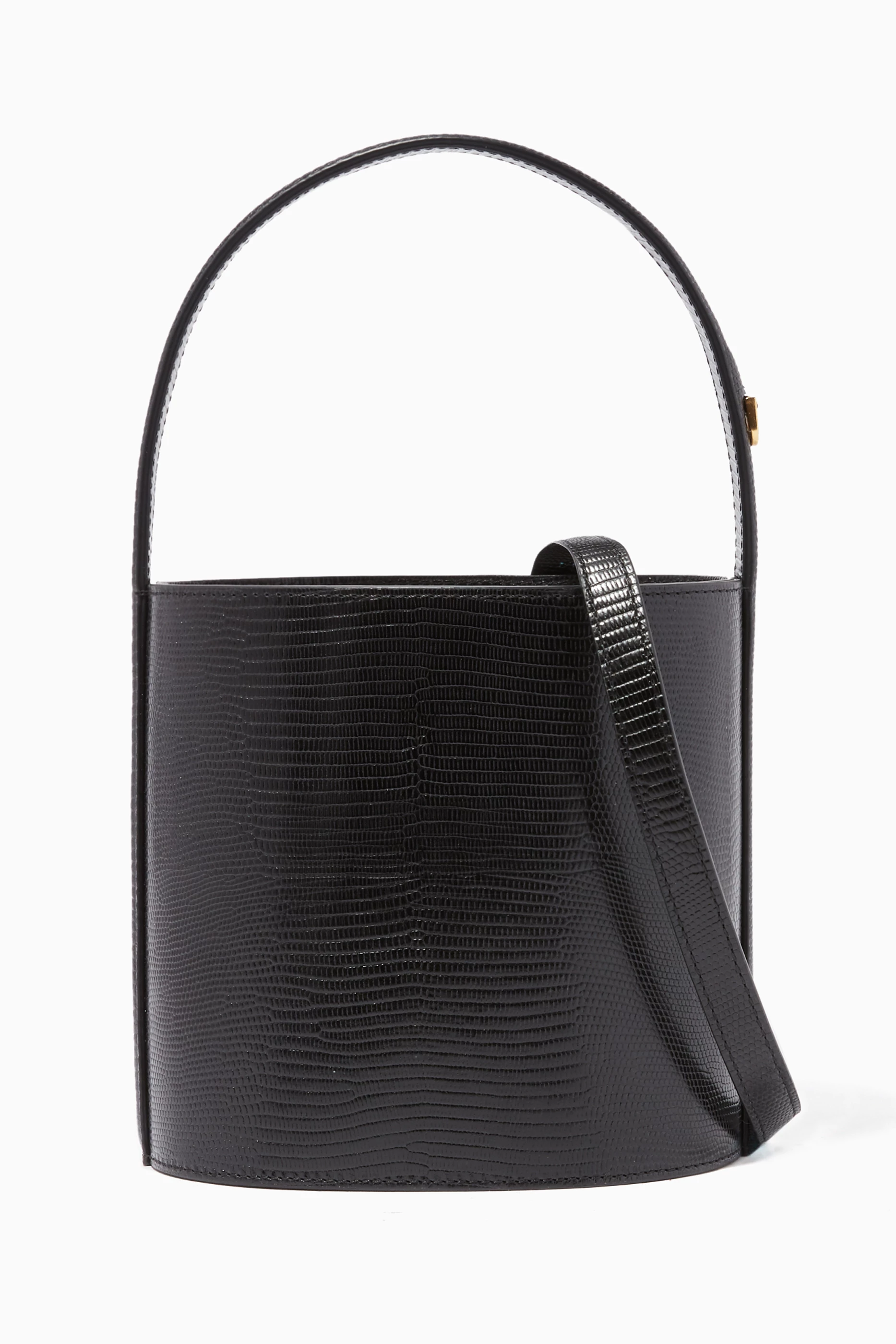 Buy Staud Black Bissett Lizard Embossed Leather Bucket Bag For Women Online Ounass UAE
