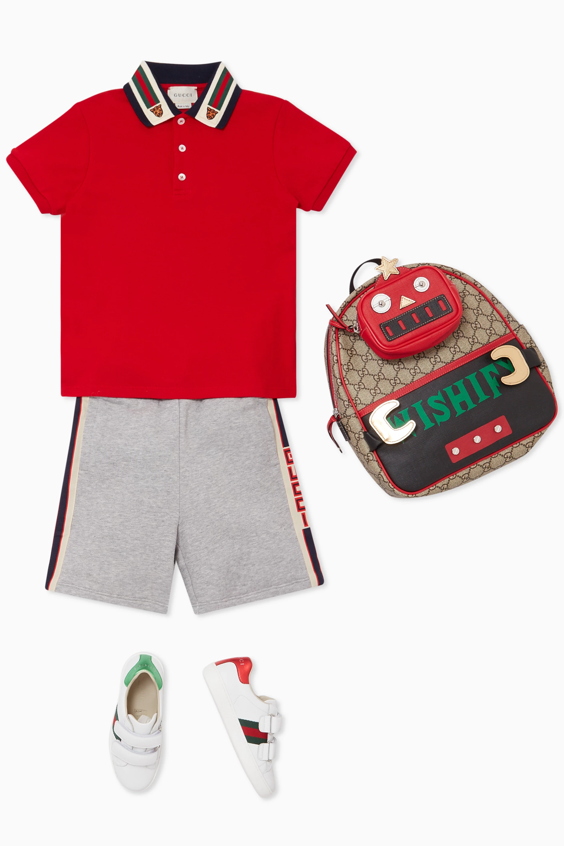 Buy Gucci Red Web Lion Head Polo Shirt For Boys Online Ounass UAE