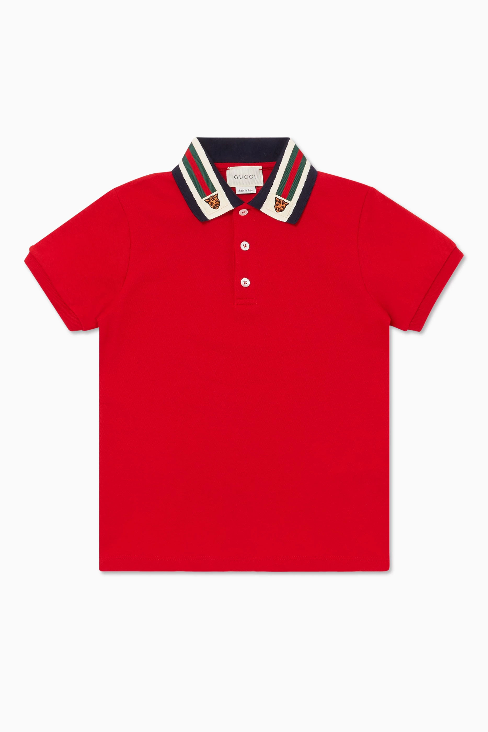 Buy Gucci Red Web Lion Head Polo Shirt For Boys Online Ounass UAE