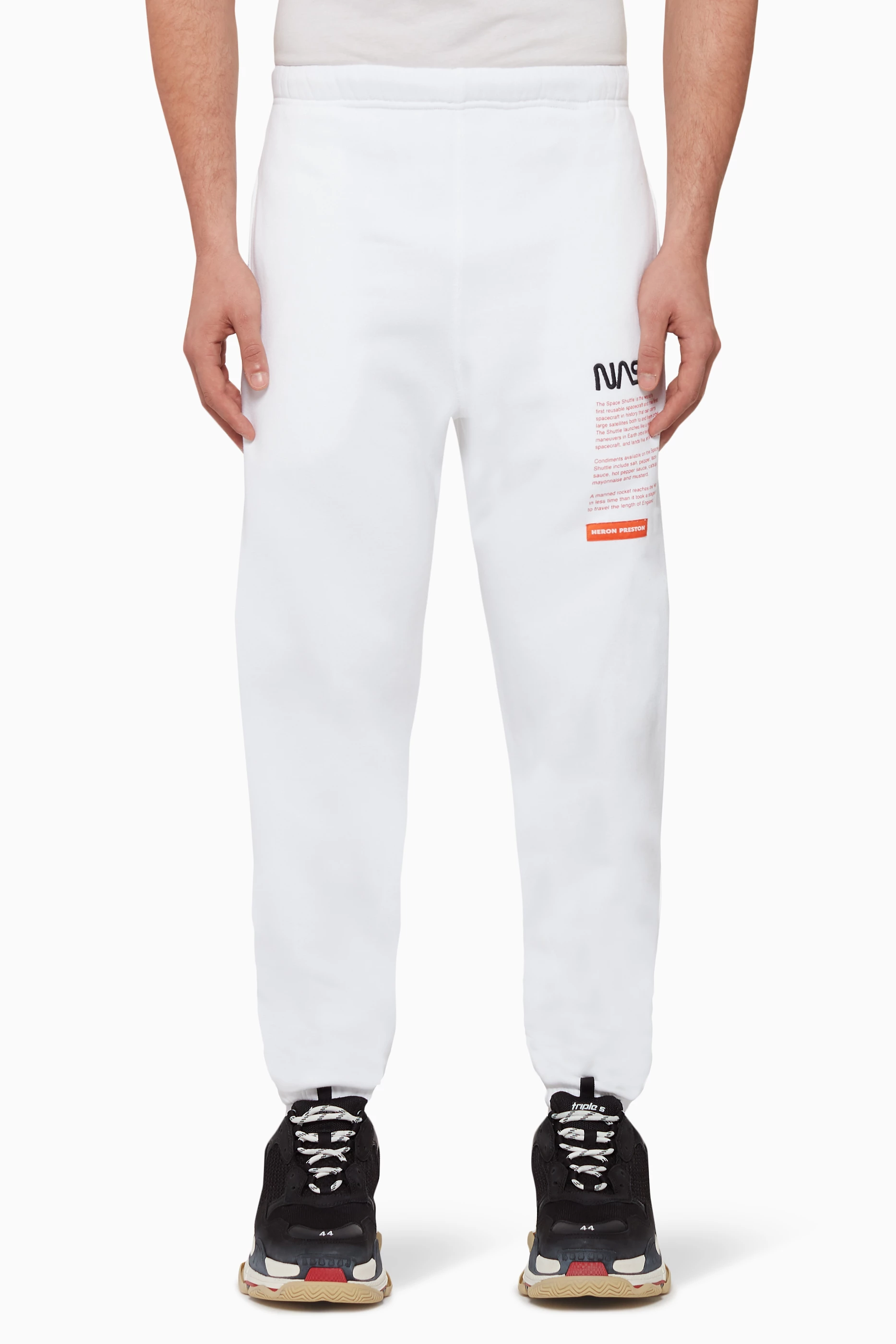 Buy Heron Preston White NASA Facts Logo Slim Sweatpants For Men Online Ounass UAE