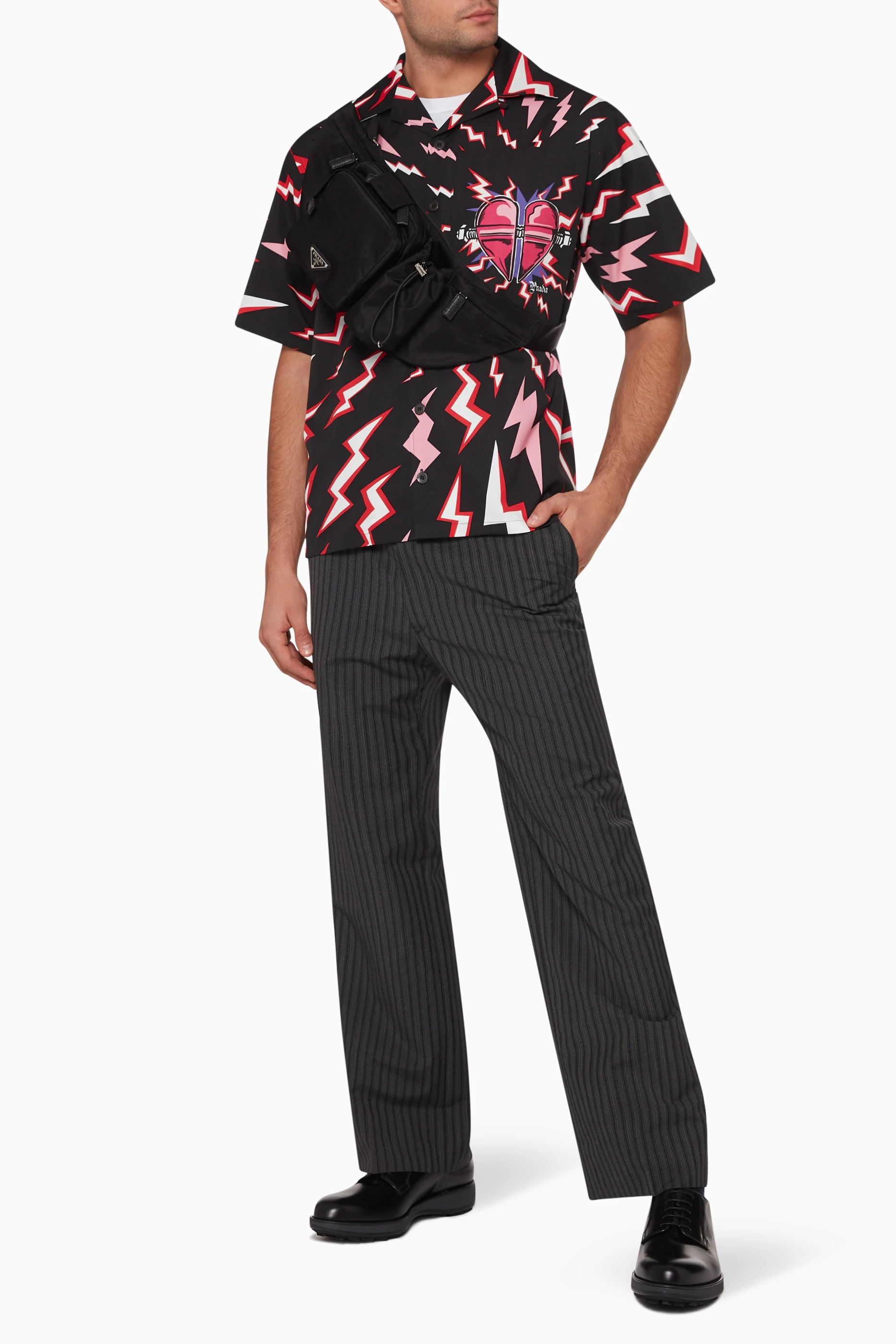 Buy Prada Multicolour Lightning Bolt Print Bowling Shirt For Men Online Ounass UAE