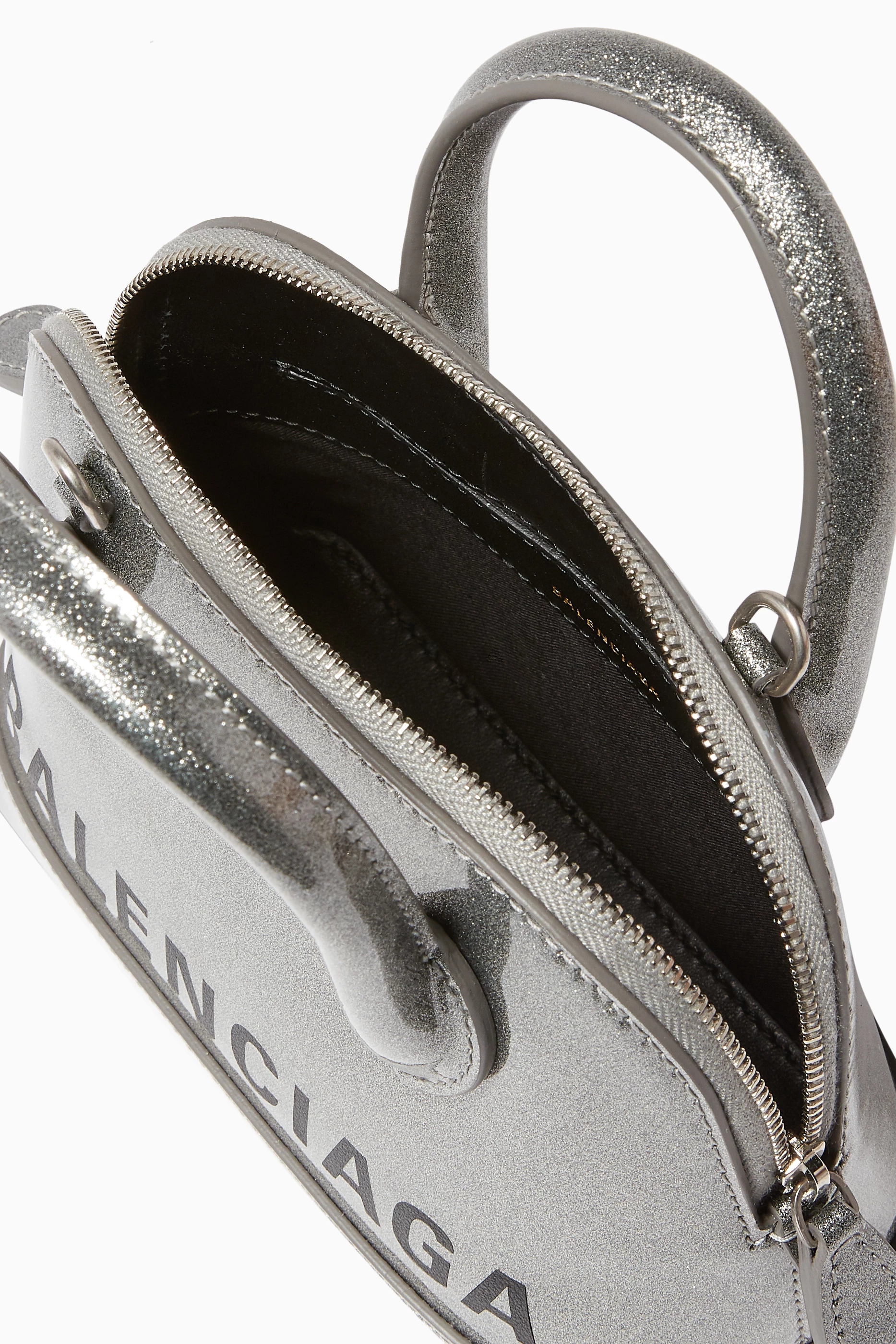 Buy Balenciaga Silver Ville XXS Glitter Leather Top Handle Bag For Women Online Ounass UAE