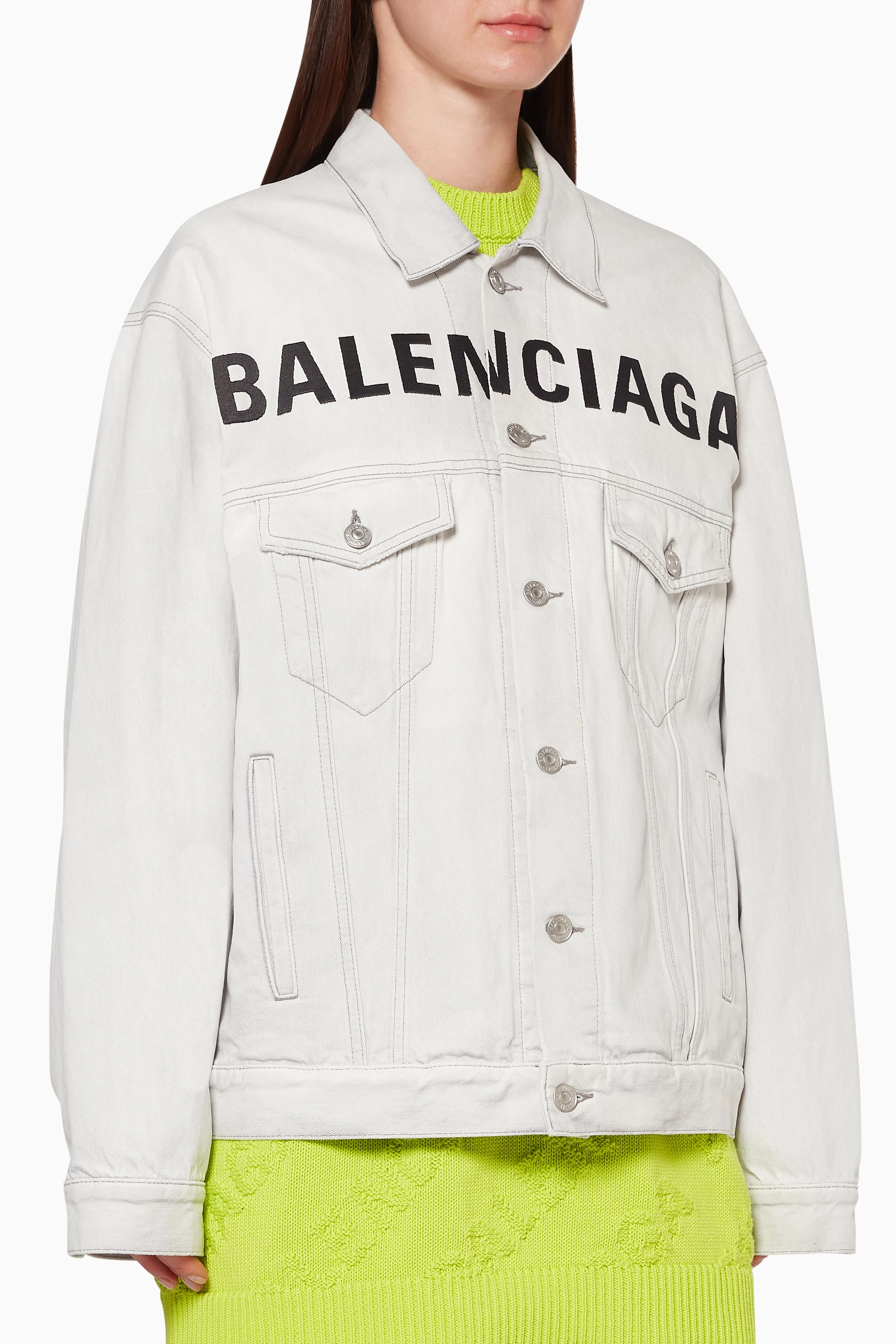 denim jacket white balanciagas